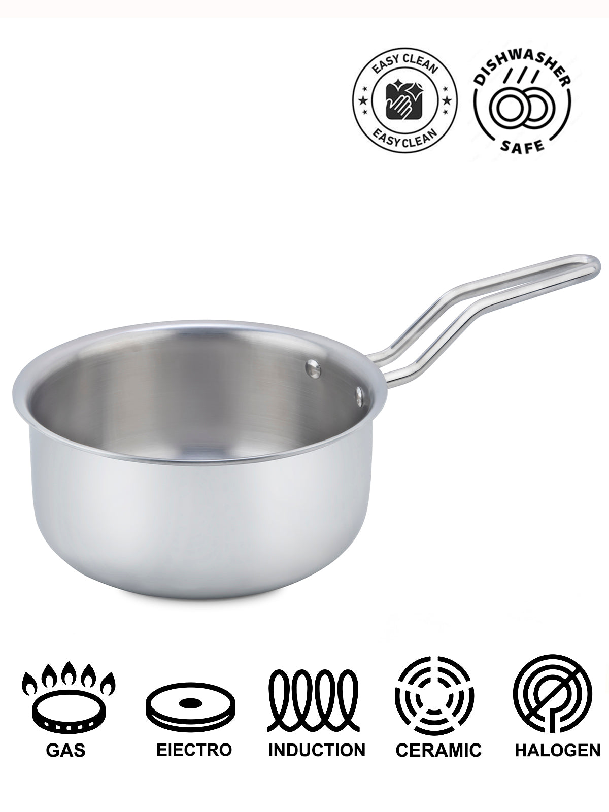 HOME-PRO Triply Stainless Steel Sauce Pan 14cm Diameter with lid 1.1L Capacity