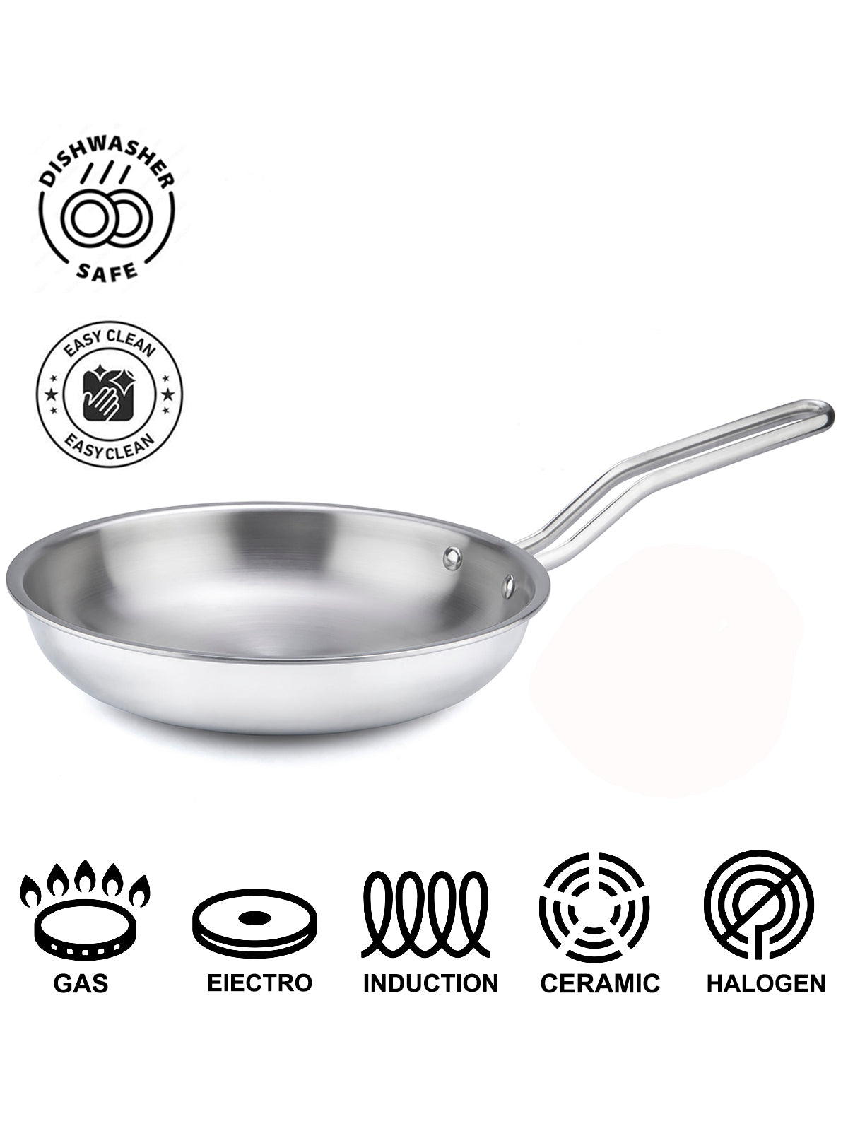 HOME-PRO Triply Stainless Steel Fry Pan 26cm Diameter with lid 1.9L Capacity