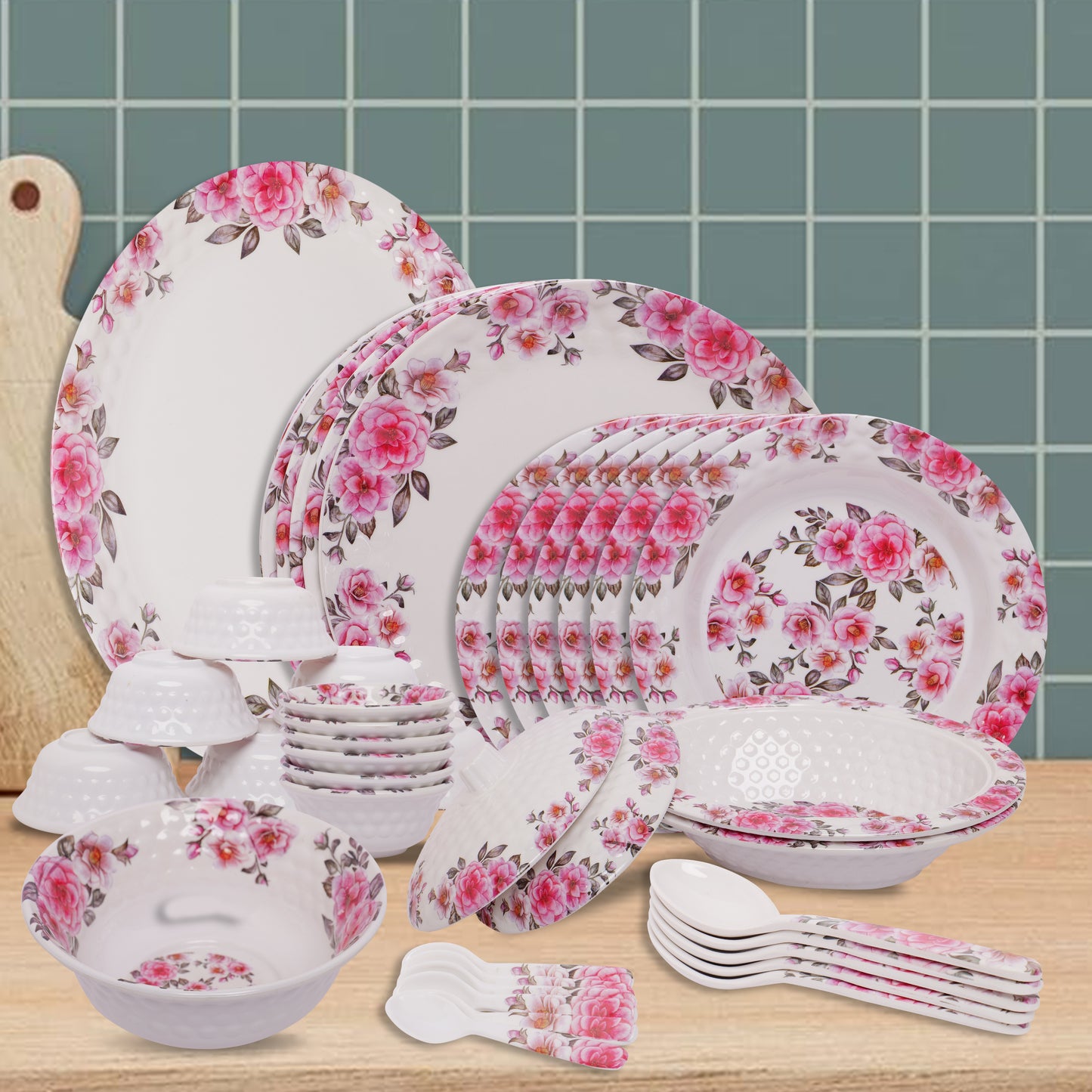 Venus 46 Pieces Melamine Dinner and Serving Set - Homeproindia.com