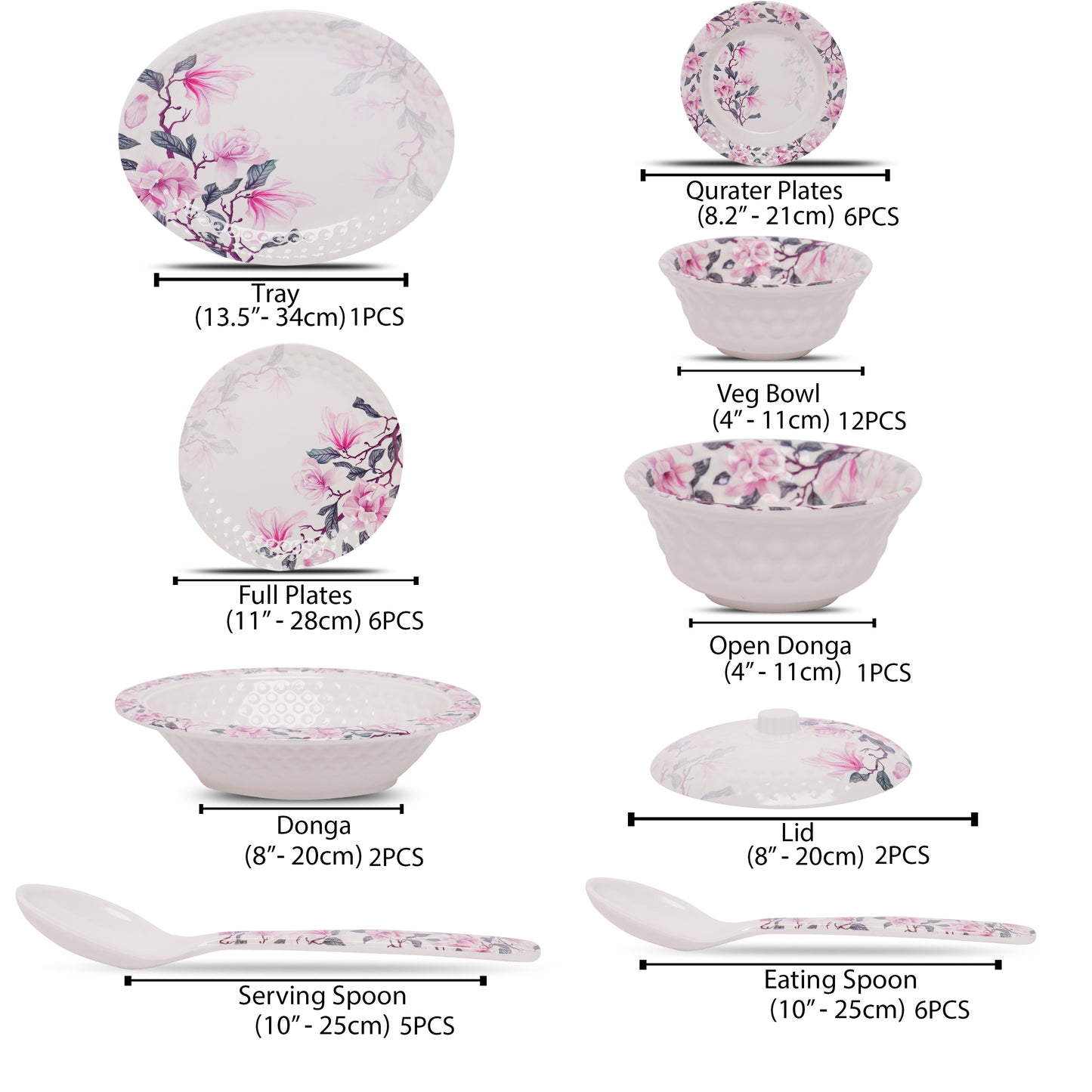 Venus 46 Pieces Melamine Dinner and Serving Set - Homeproindia.com