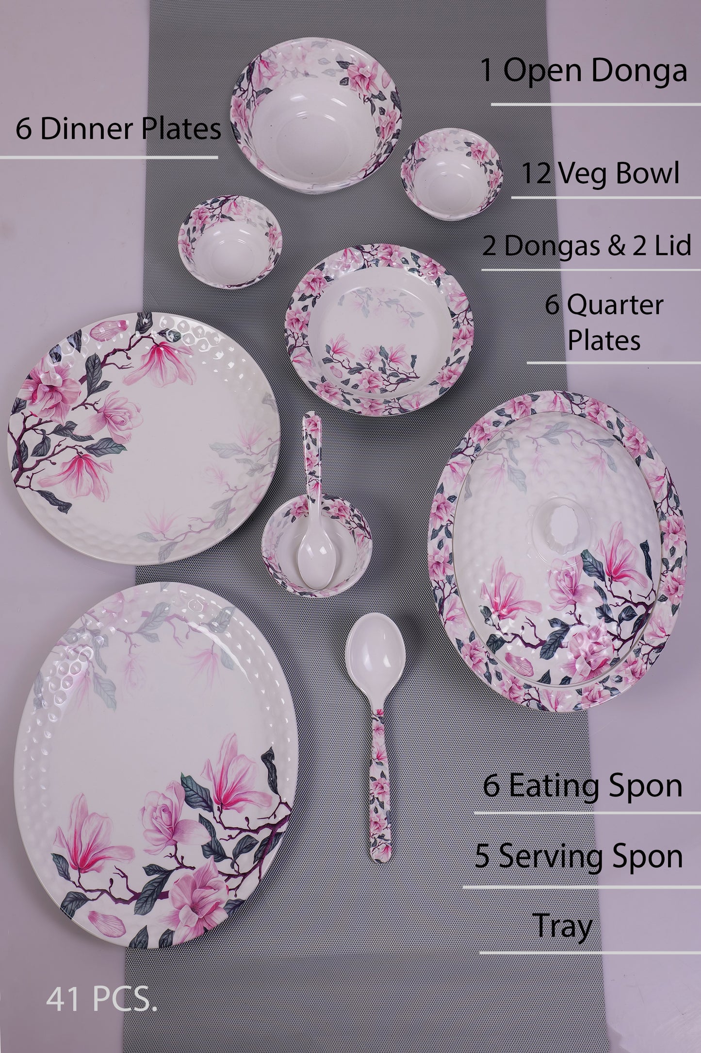Venus 46 Pieces Melamine Dinner and Serving Set - Homeproindia.com