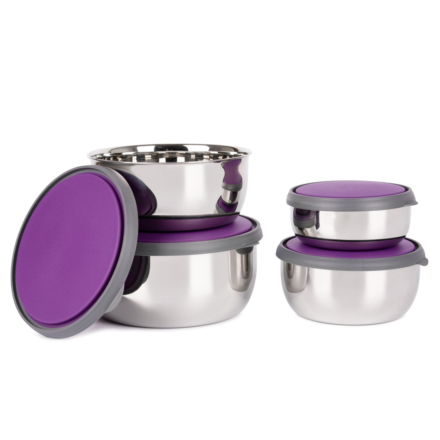 Purple Mixing Bowls Set with Lid - Homeproindia.com