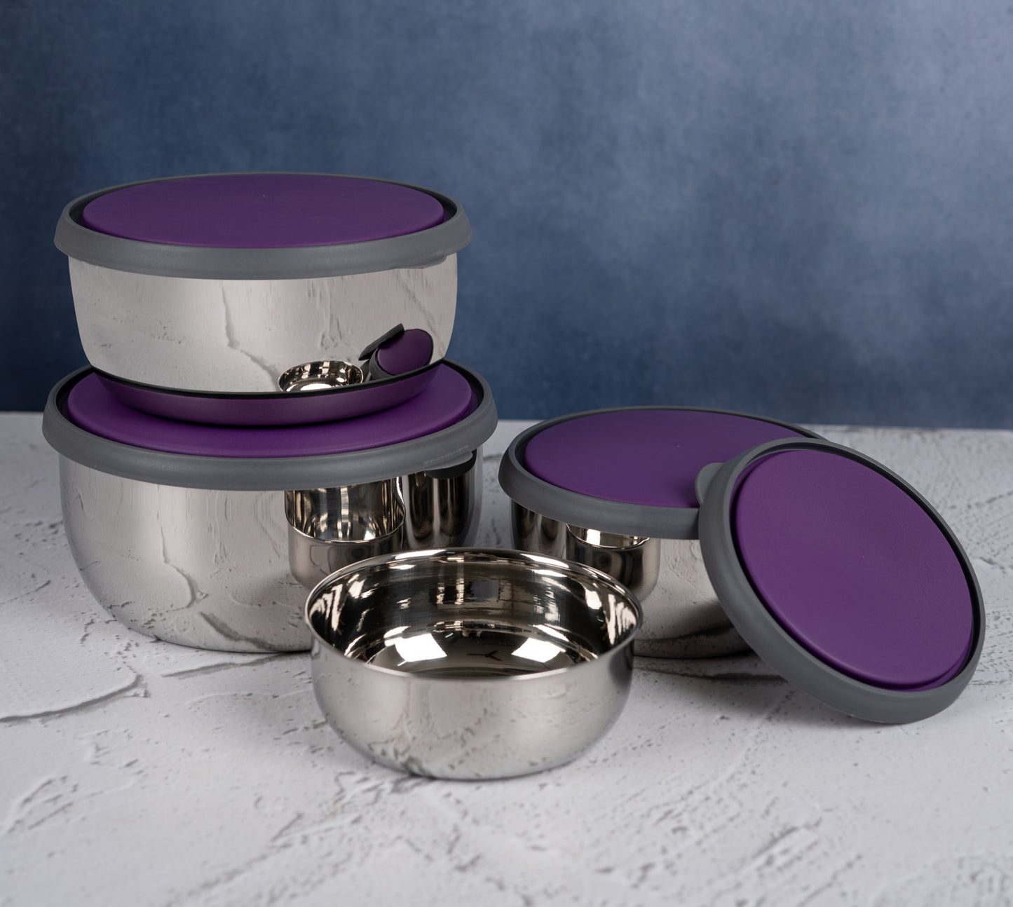 Purple Mixing Bowls Set with Lid - Homeproindia.com
