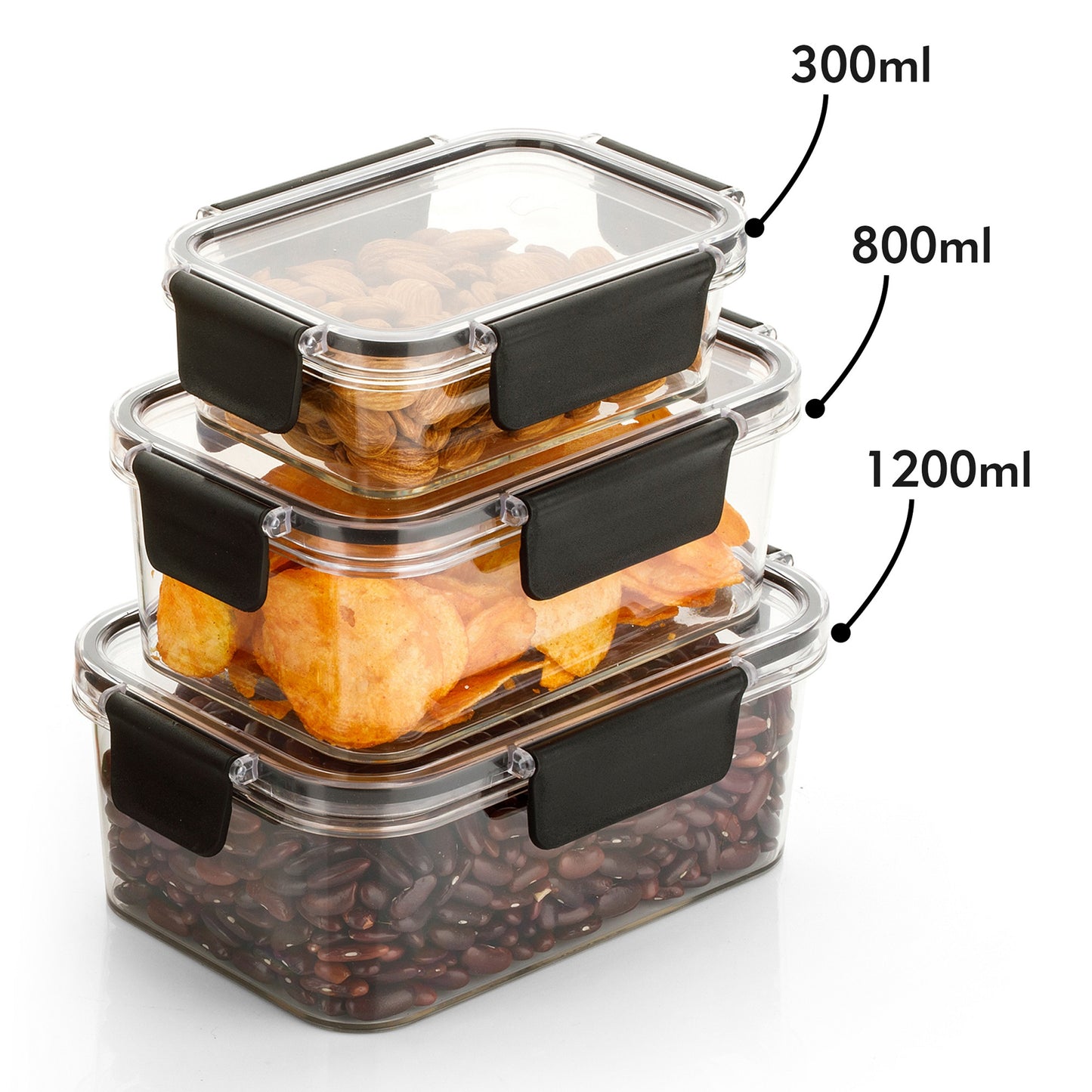 Food Storage Transparent Container Set of 3 - Homeproindia.com