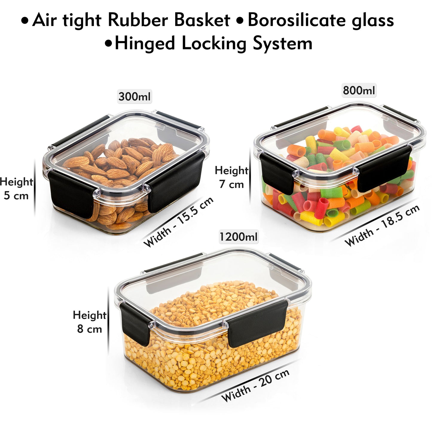 Food Storage Transparent Container Set of 3 - Homeproindia.com