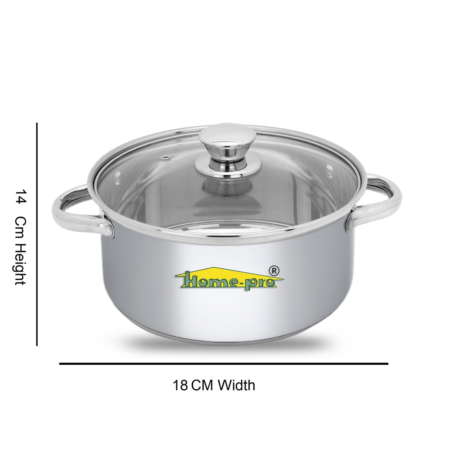 Stainless Steel Cooking Pot with Glass lid - Homeproindia.com