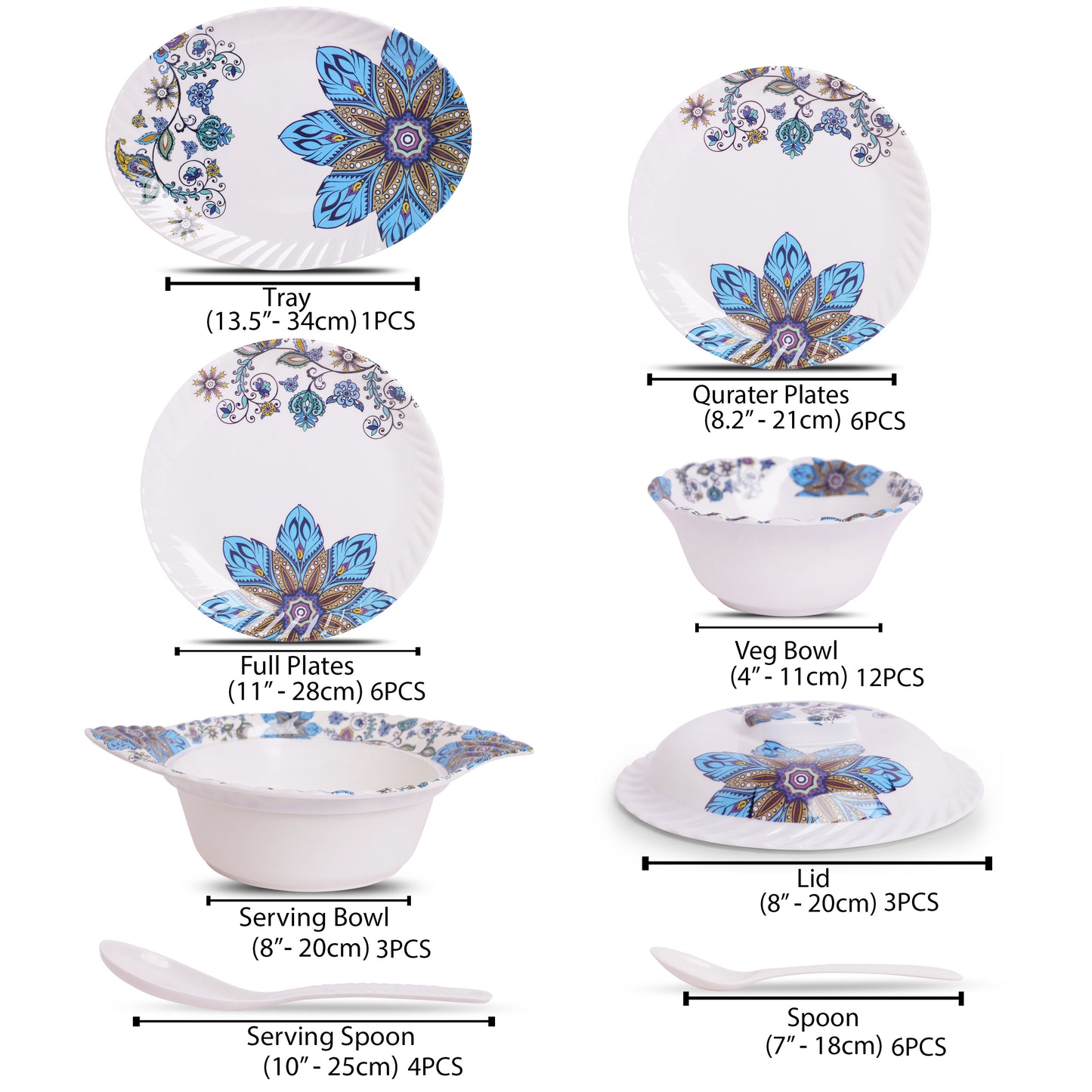 Pigeon 40 Pieces Melamine Dinner and Serving Set - Homeproindia.com