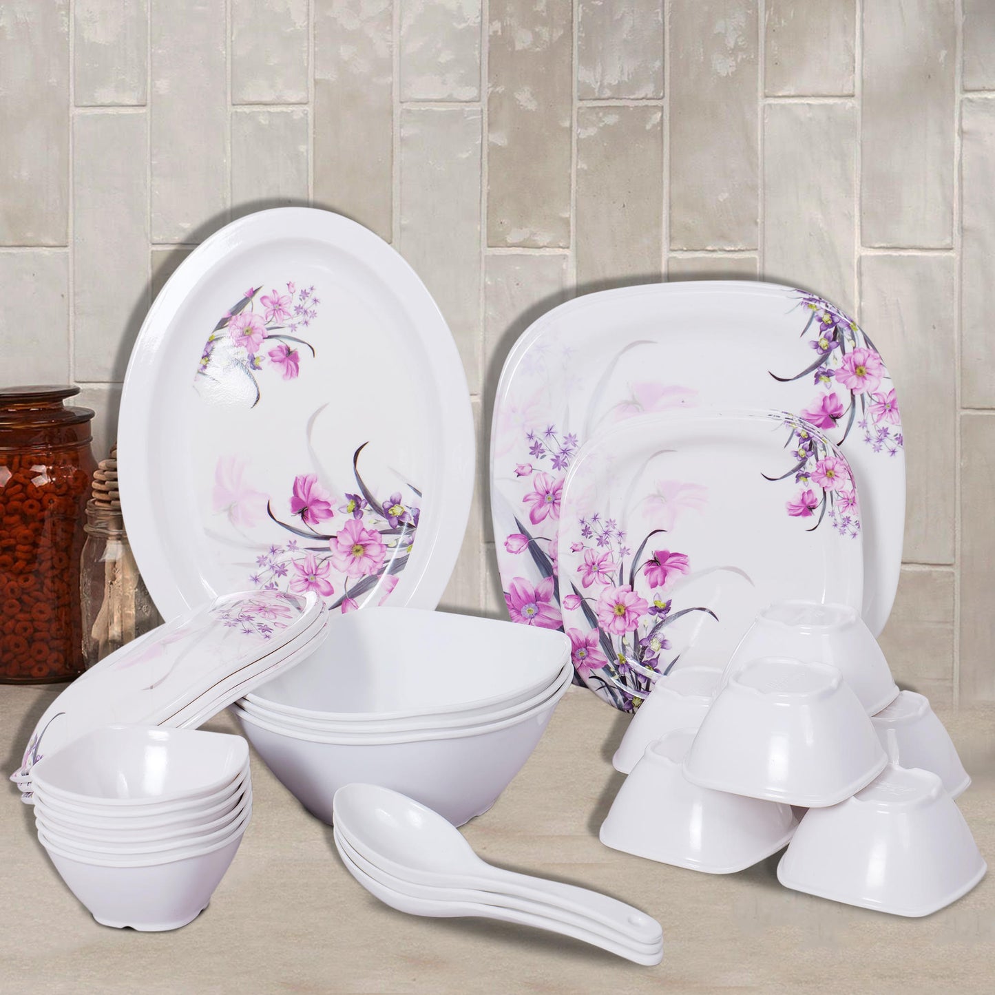 Glamour 34 Pieces Melamine Dinner Set - Homeproindia.com