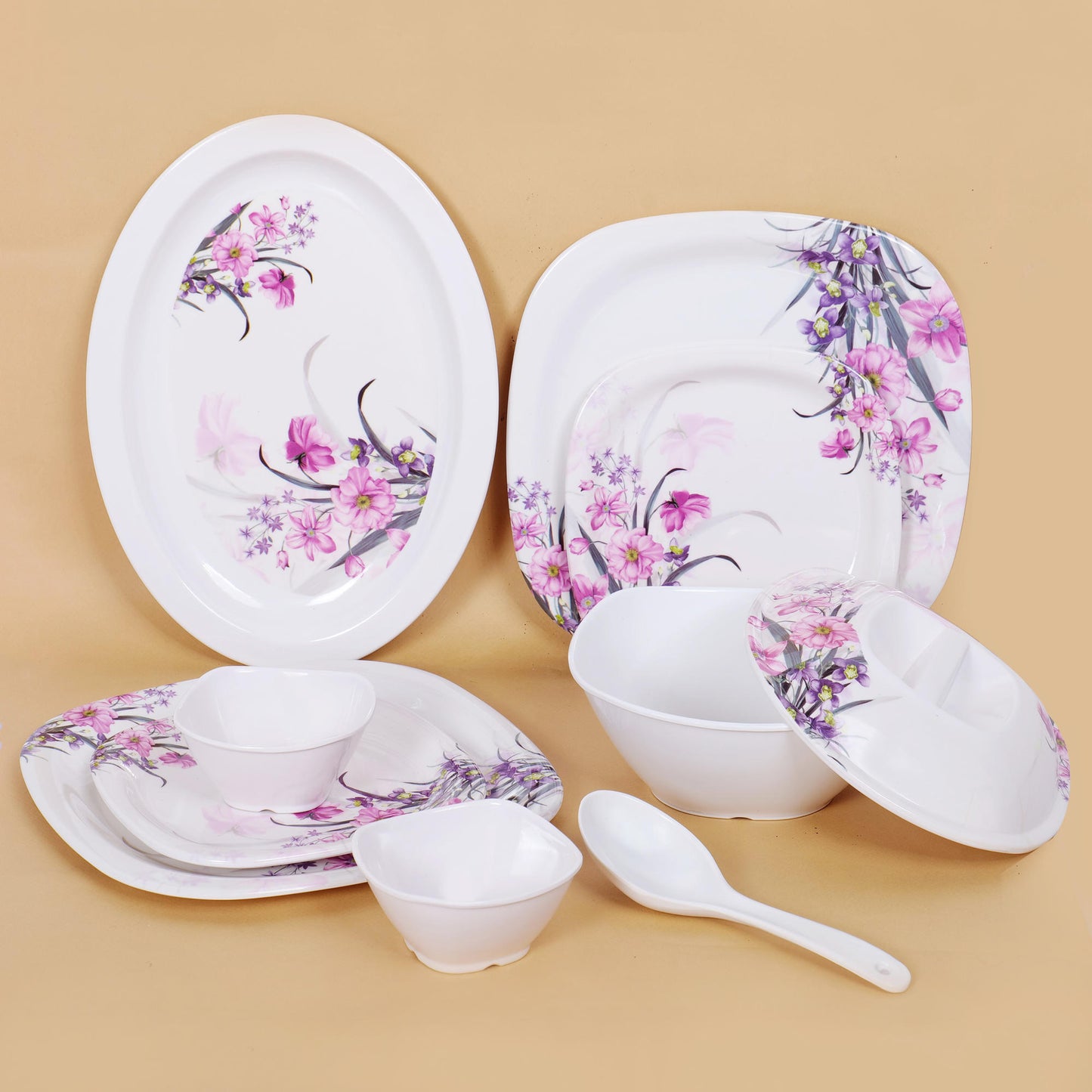 Glamour 34 Pieces Melamine Dinner Set - Homeproindia.com