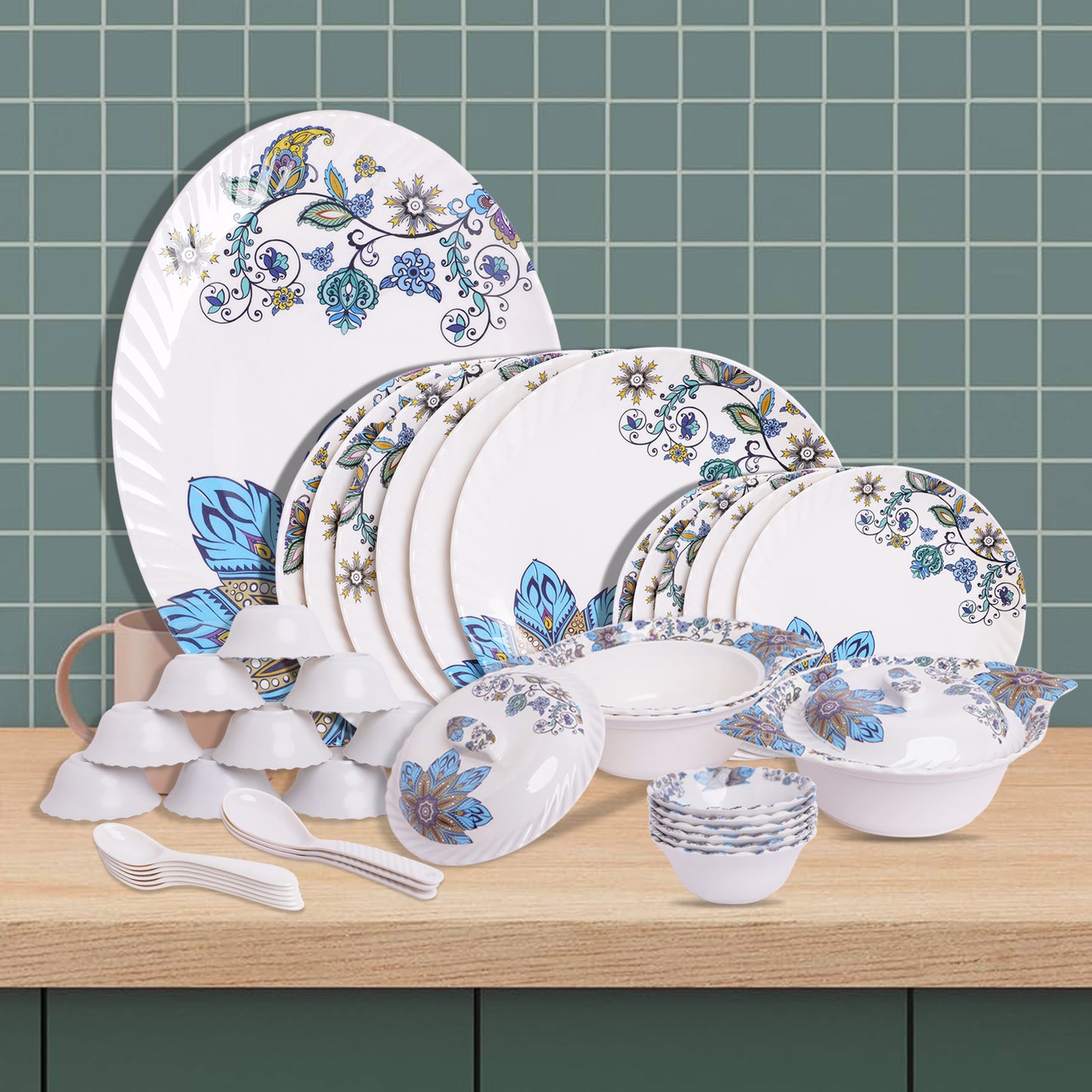 Pigeon 40 Pieces Melamine Dinner and Serving Set - Homeproindia.com