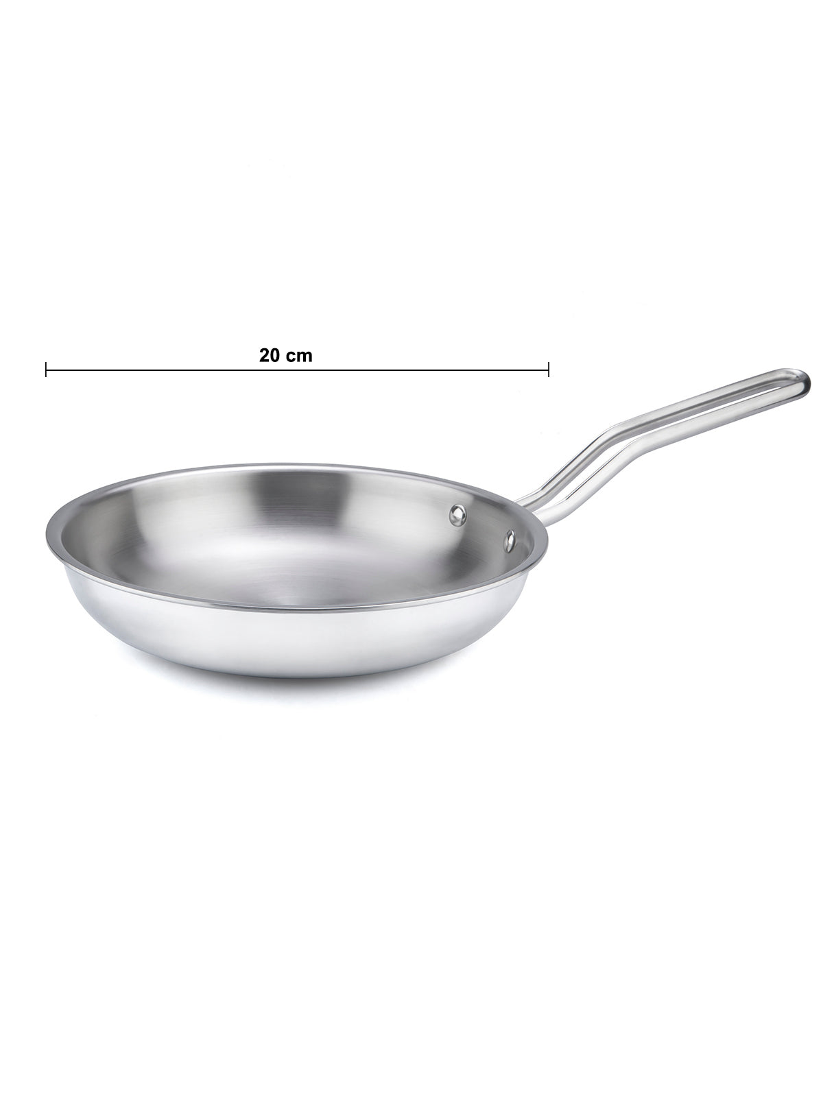HOME-PRO Triply Stainless Steel Fry Pan 20cm Diameter 1.2L Capacity