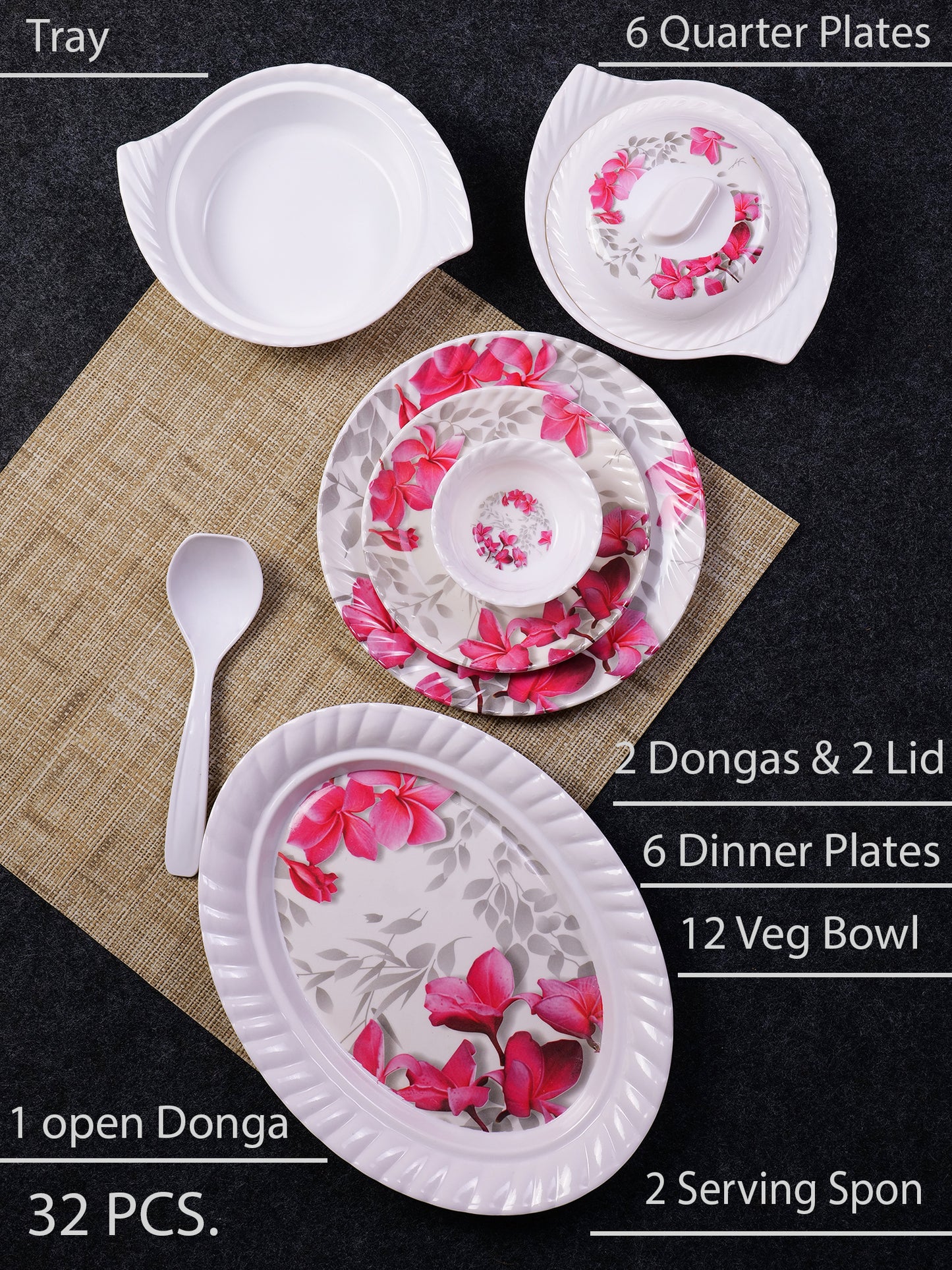 Royal Lehar 32 Pieces Melamine Dinner Set - Homeproindia.com