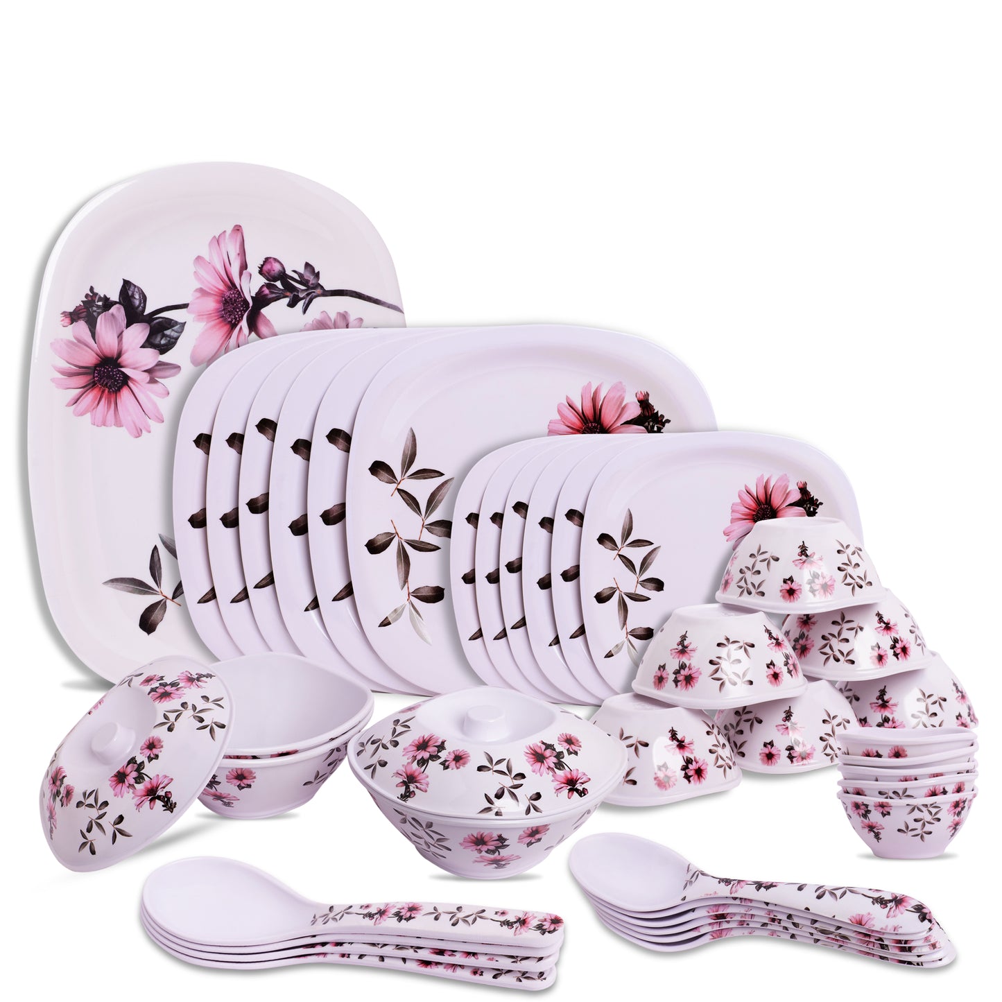 Tulips 41 Pieces Melamine Dinner Set - Homeproindia.com