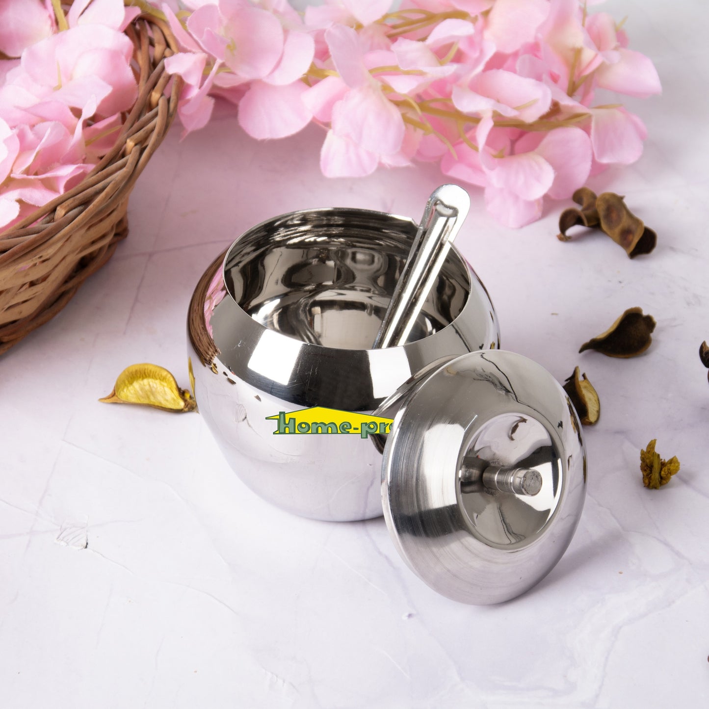 Stainless Steel Apple Ghee Pot With Spoon - Homeproindia.com