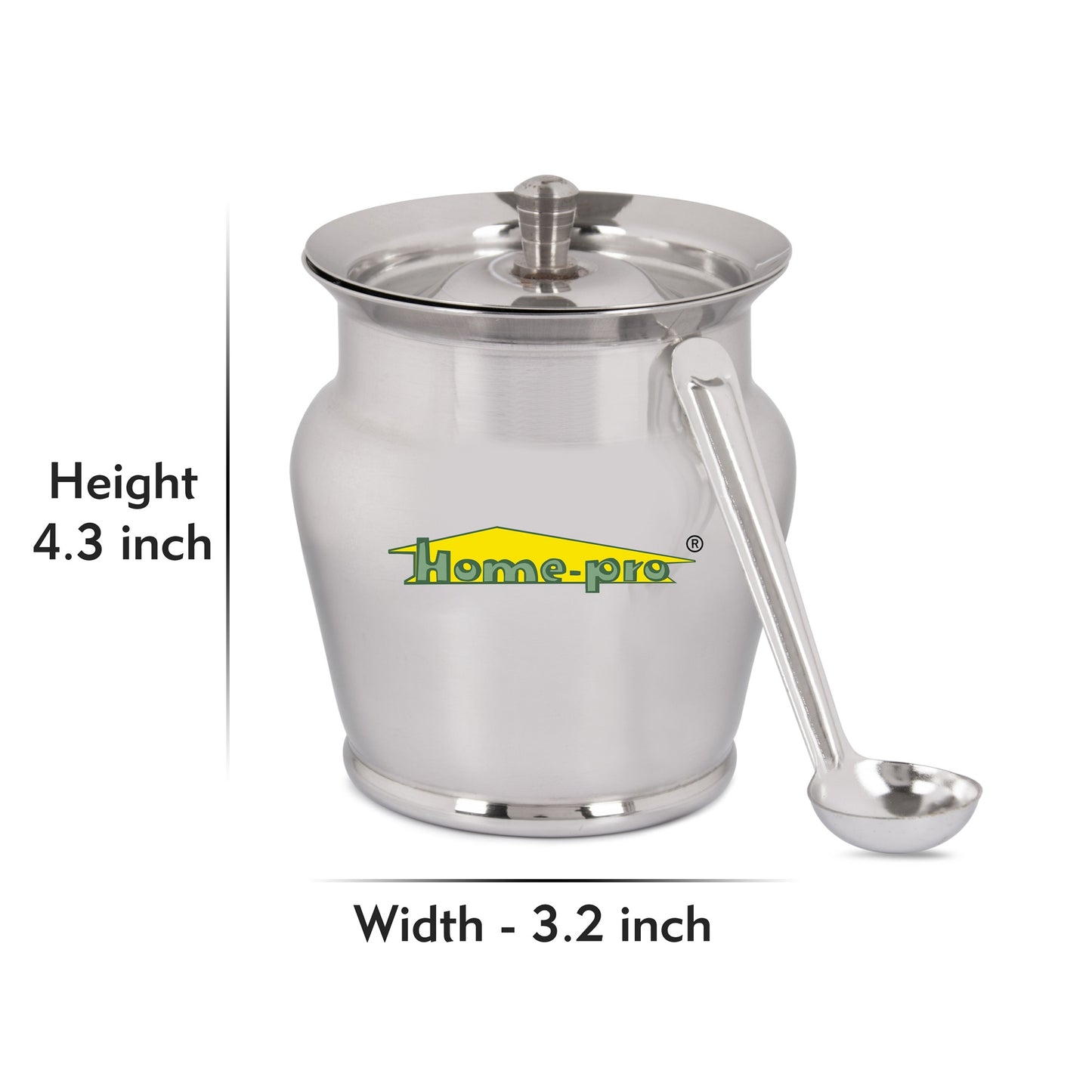 Lotus Stainless Steel Ghee Pot With Spoon - Homeproindia.com