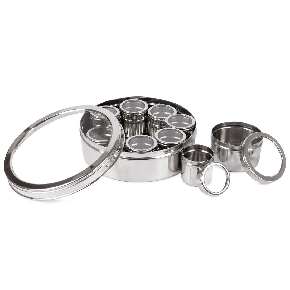 See Through lid Neelam Masala Dabba 22.5 CM Diameter - Homeproindia.com