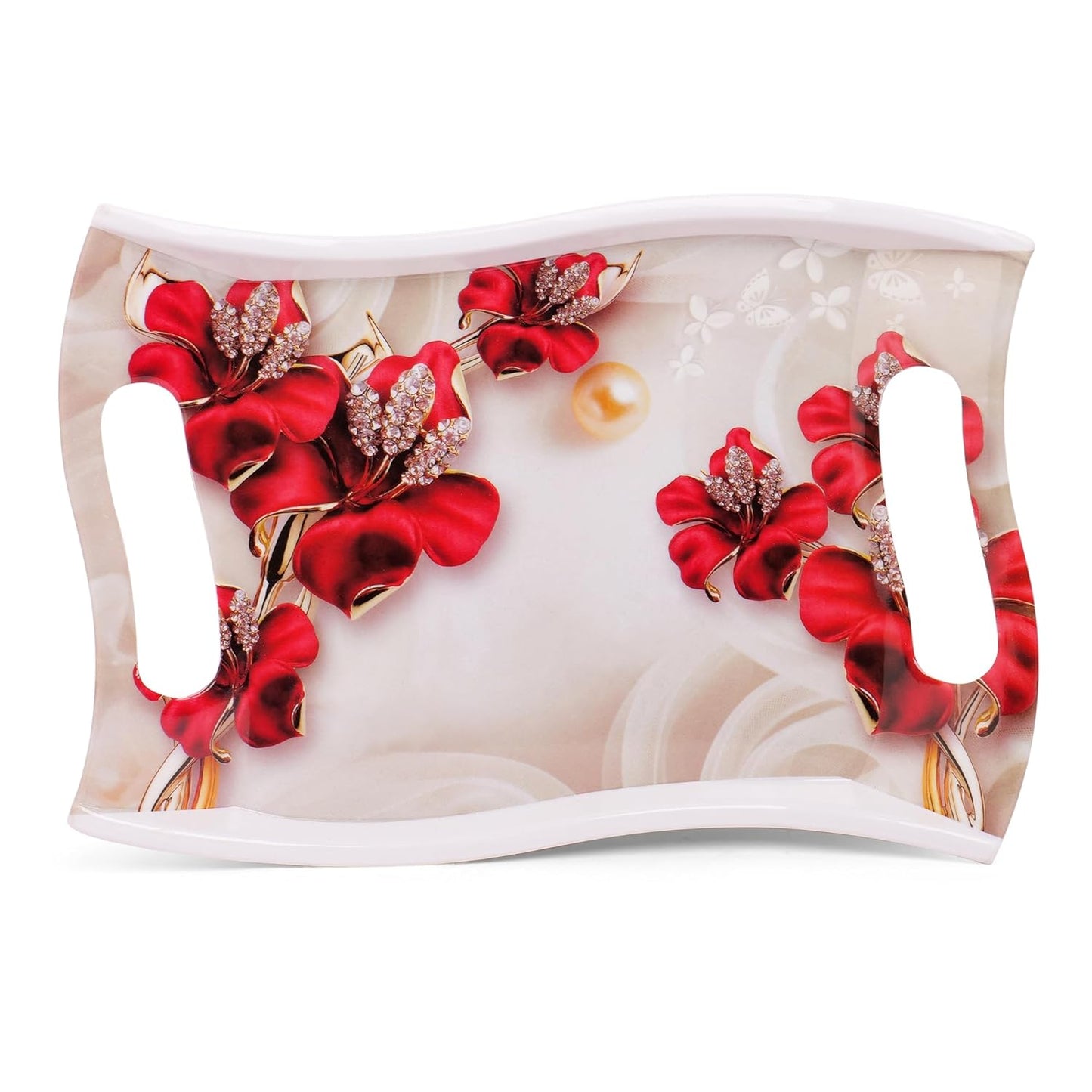 Rose Petals Design Melamine Serving Tray - Homeproindia.com