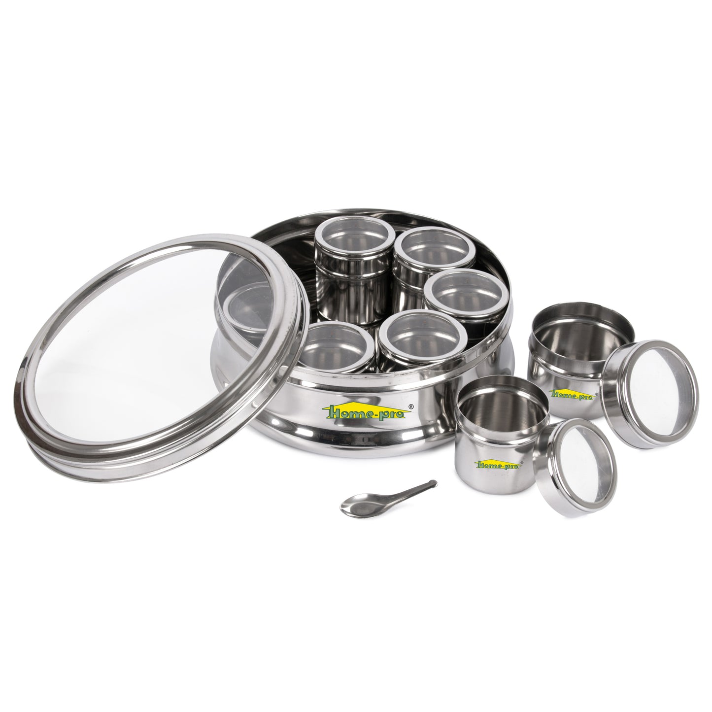 See Through lid Belly Masala Dabba 22.5 CM - Homeproindia.com