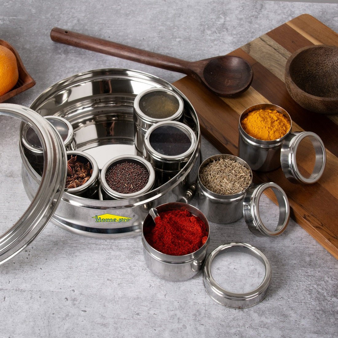 See Through lid Belly Masala Dabba 22.5 CM - Homeproindia.com