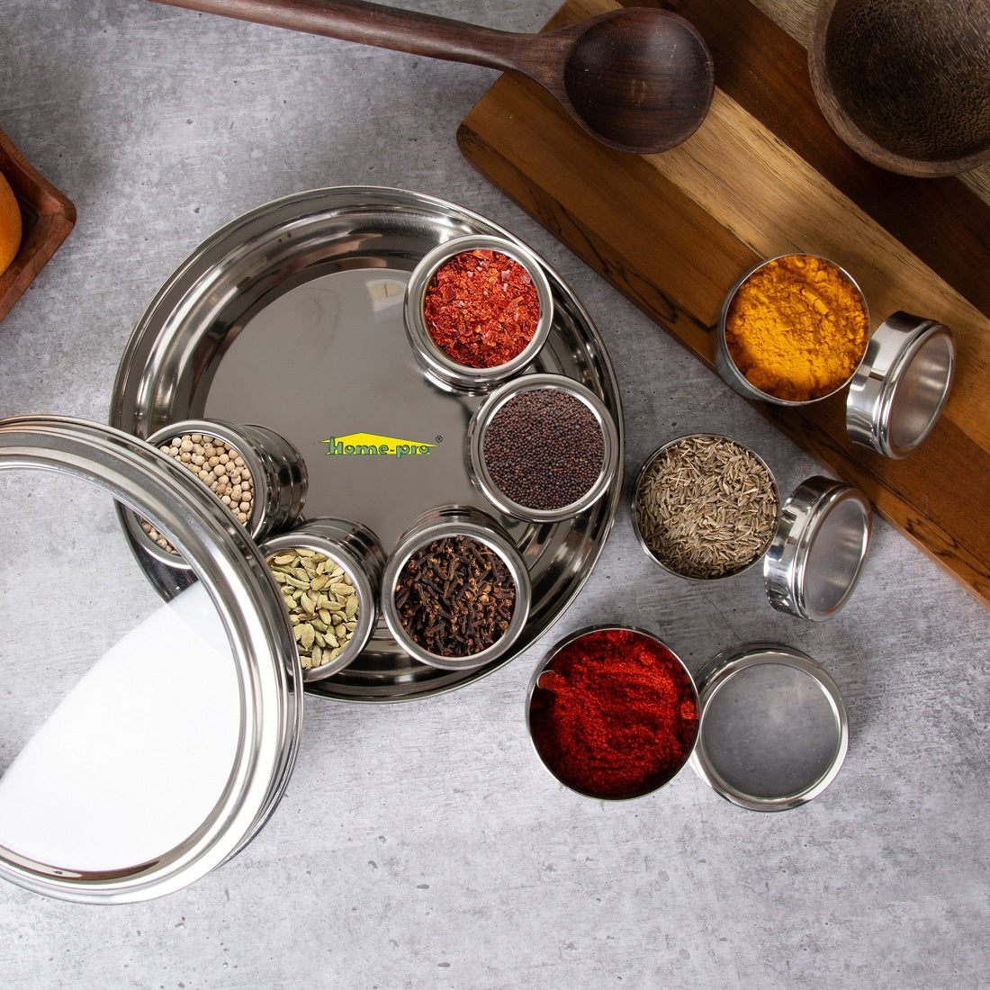 See Through lid Belly Masala Dabba 22.5 CM - Homeproindia.com