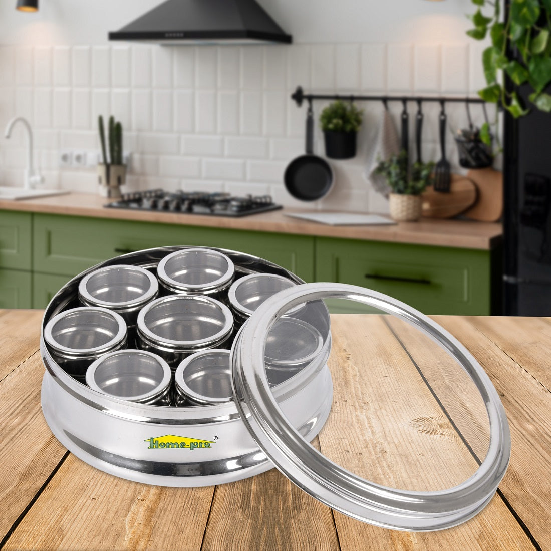 See Through lid Belly Masala Dabba 22.5 CM - Homeproindia.com