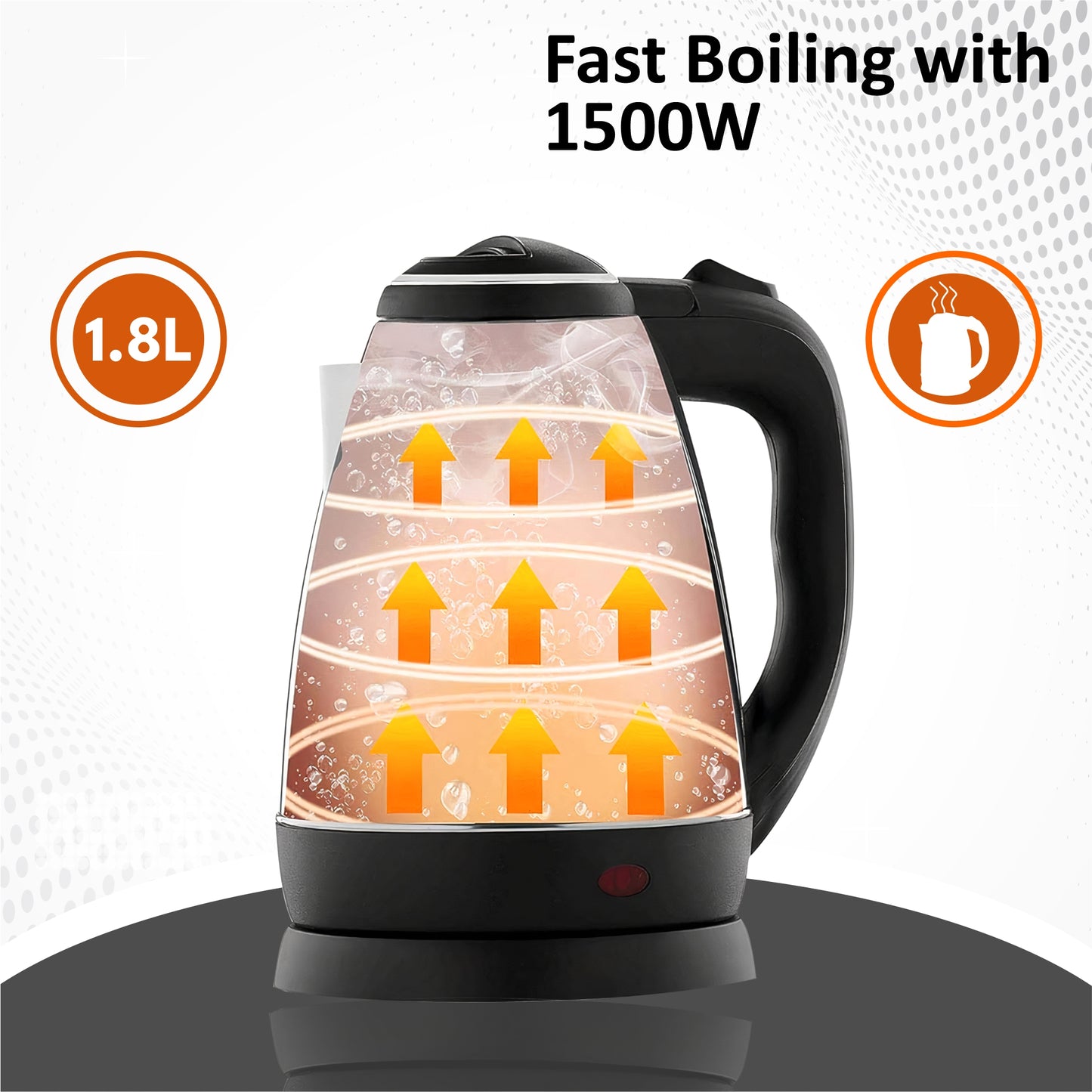 Home-pro Stainless Steel Electric Kettle 1500W With Fast Boiling & Heating 1.8L Electric Kettle (1.8 L, Silver)