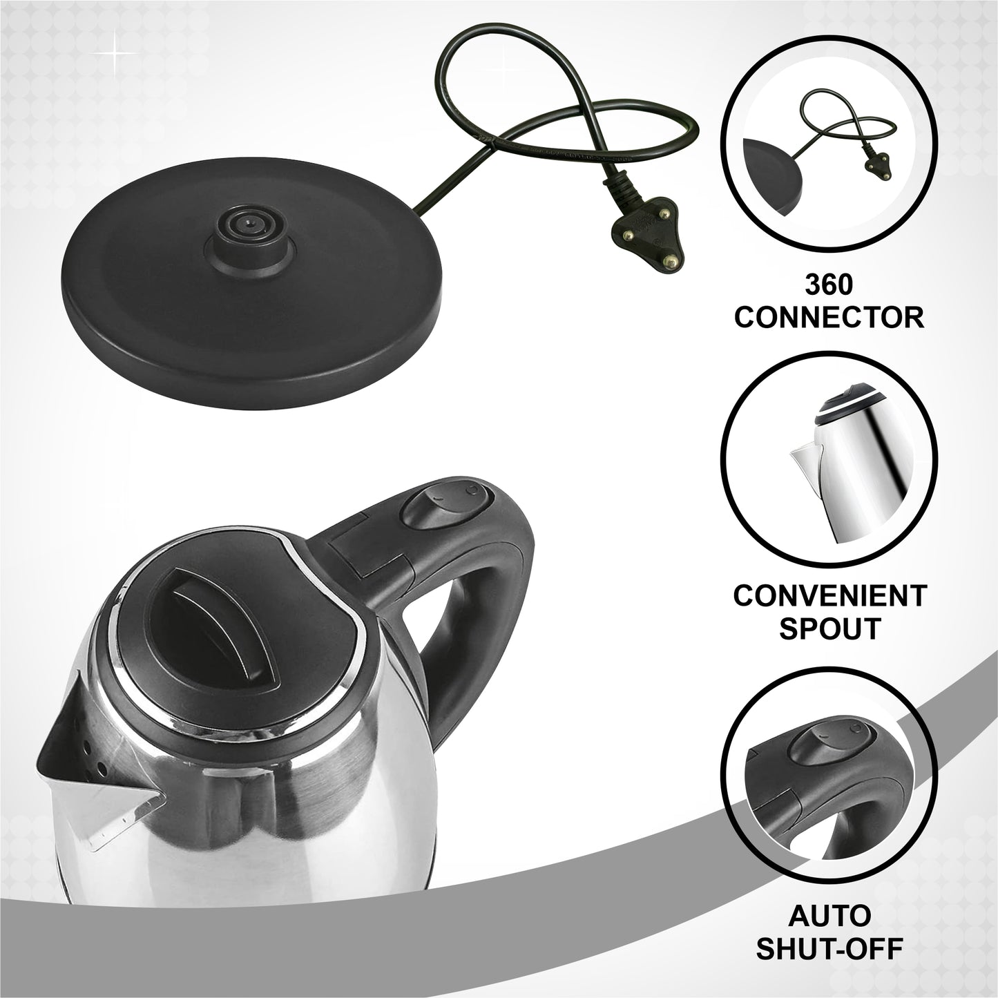 Home-pro Stainless Steel Electric Kettle 1500W With Fast Boiling & Heating 1.8L Electric Kettle (1.8 L, Silver)