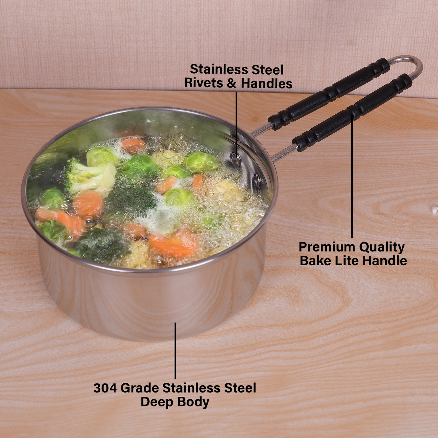 Home-Pro Stainless Steel Sauce Pan/ Milk Pan/ Tea Pan with induction Bottom