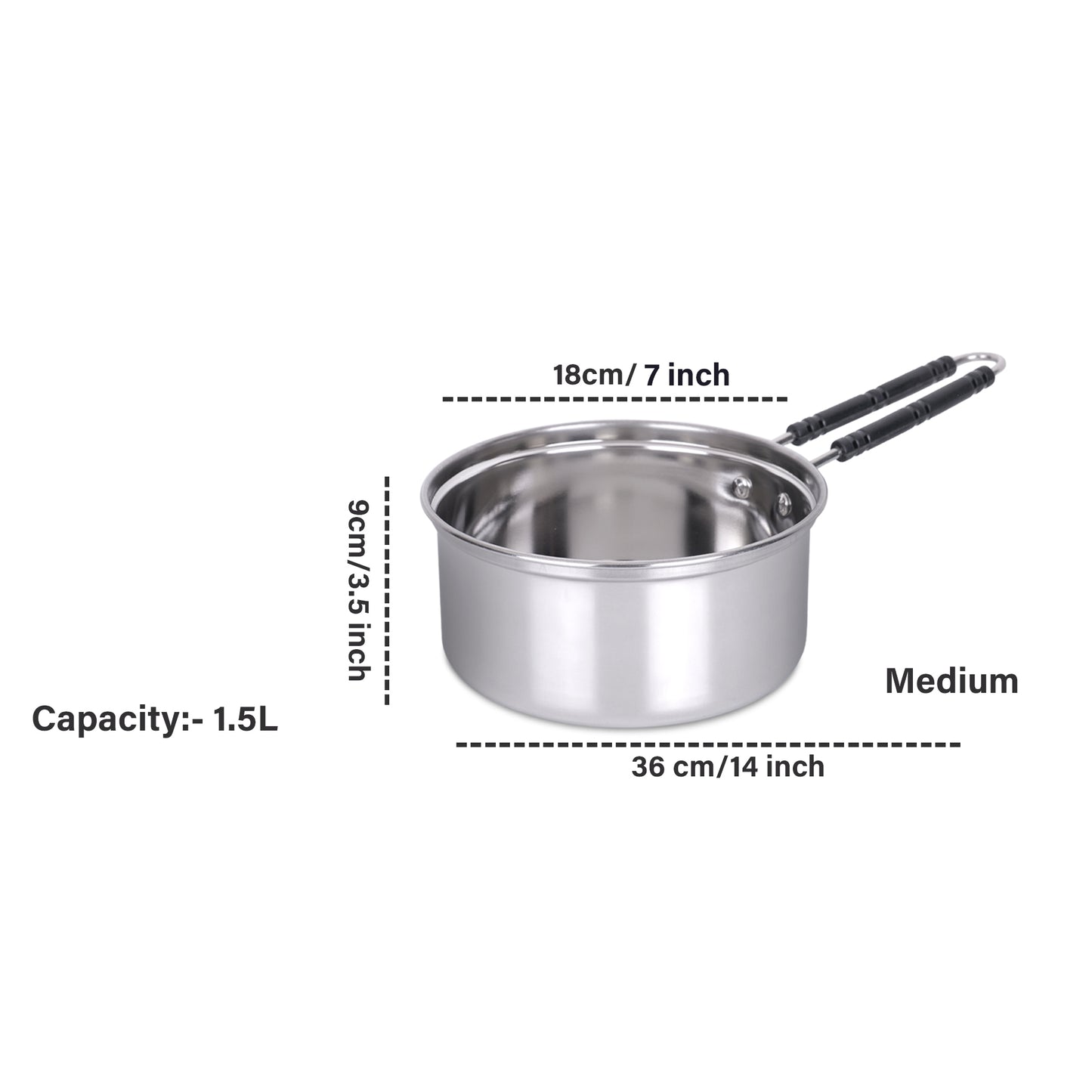 Home-Pro Stainless Steel Sauce Pan/ Milk Pan/ Tea Pan with induction Bottom