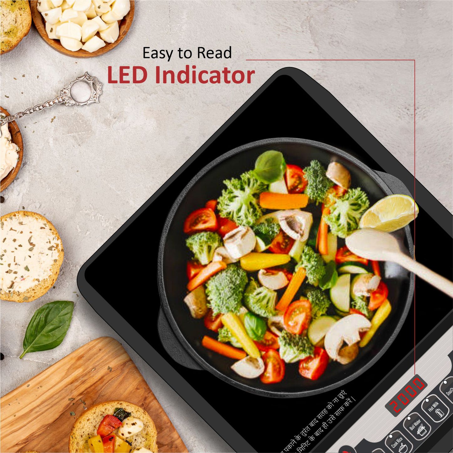 Home-pro Induction Cooktop MI-1C 2000W Automatic Power & Temperature