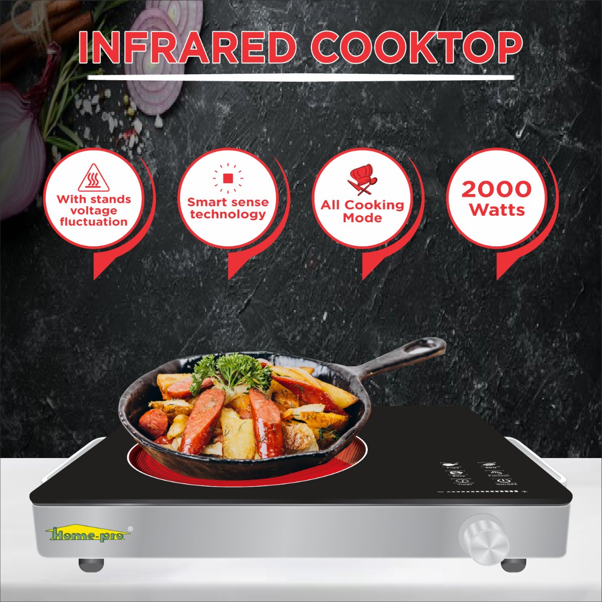 Home-pro Infrered Electric Induction CookTop With Touch Panel 2000W
