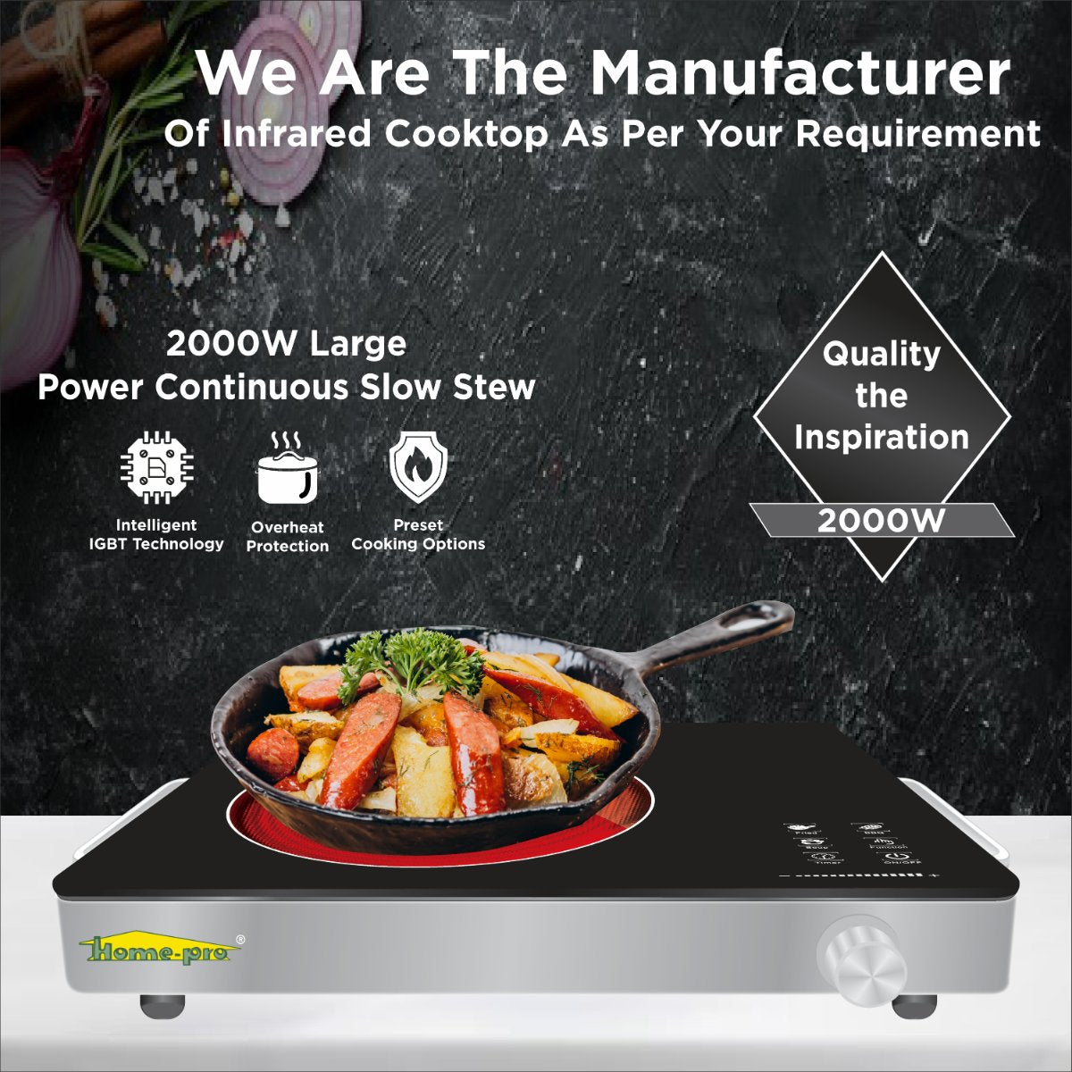 Home-pro Infrered Electric Induction CookTop With Touch Panel 2000W