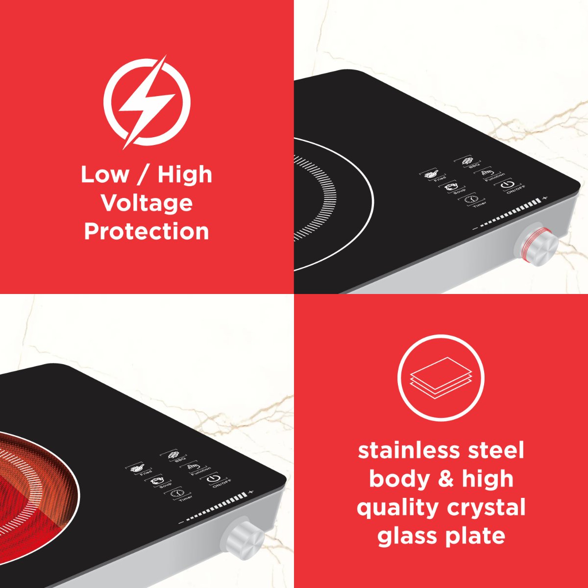Home-pro Infrered Electric Induction CookTop With Touch Panel 2000W