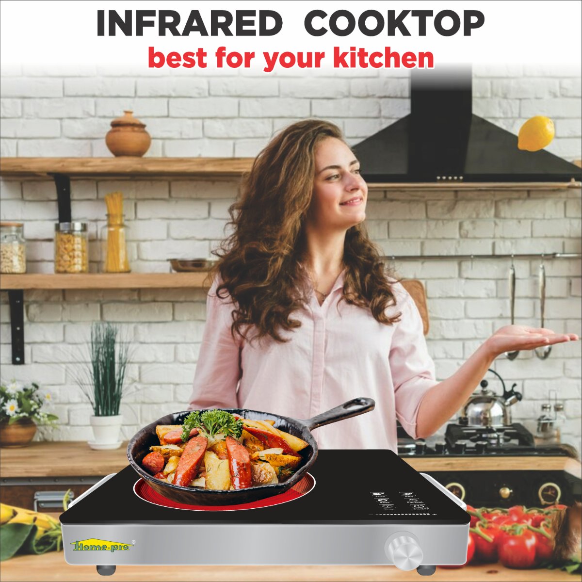 Home-pro Infrered Electric Induction CookTop With Touch Panel 2000W