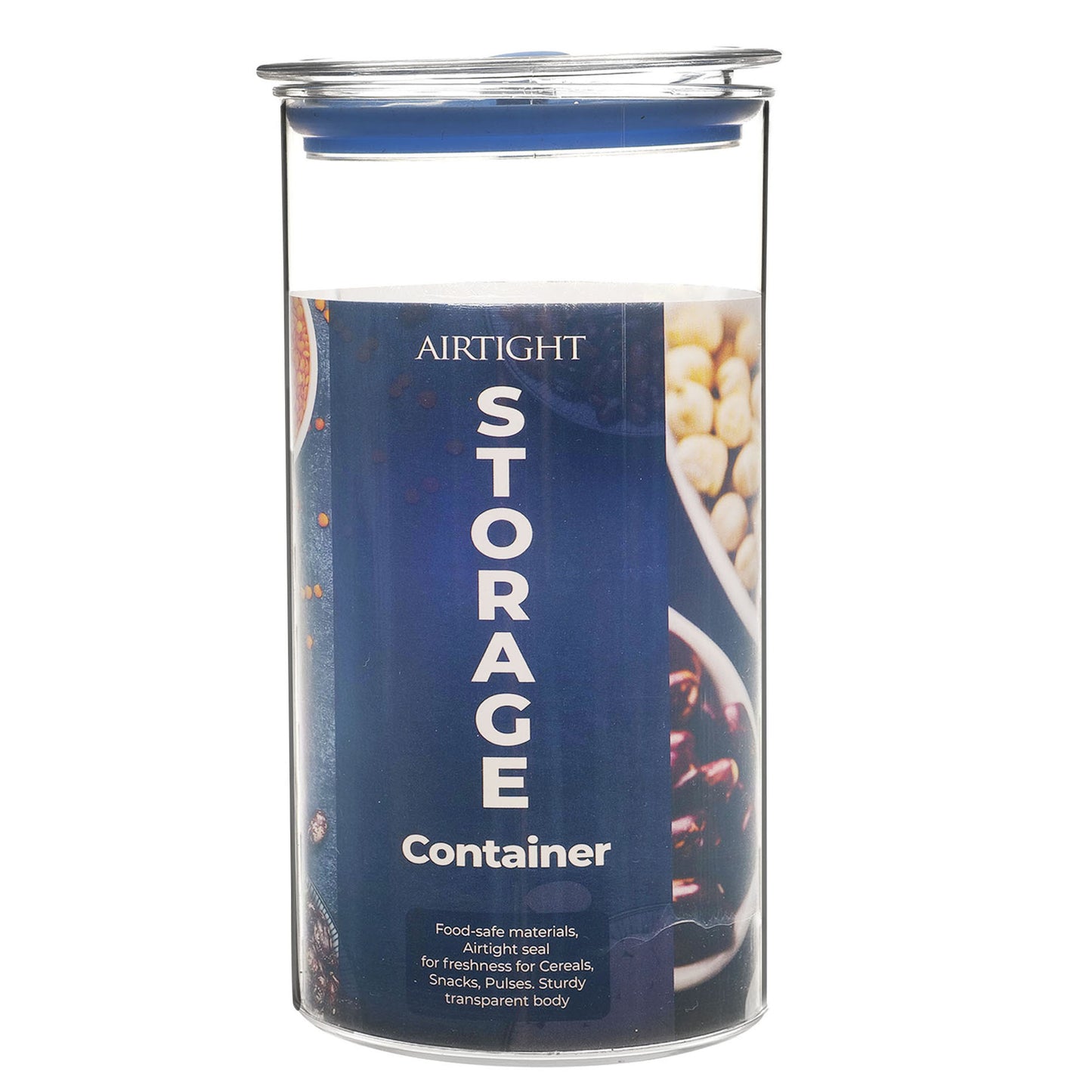Orio Airtight Transparent Plastic Storage Container Square Blue 1400ML - Homeproindia.com