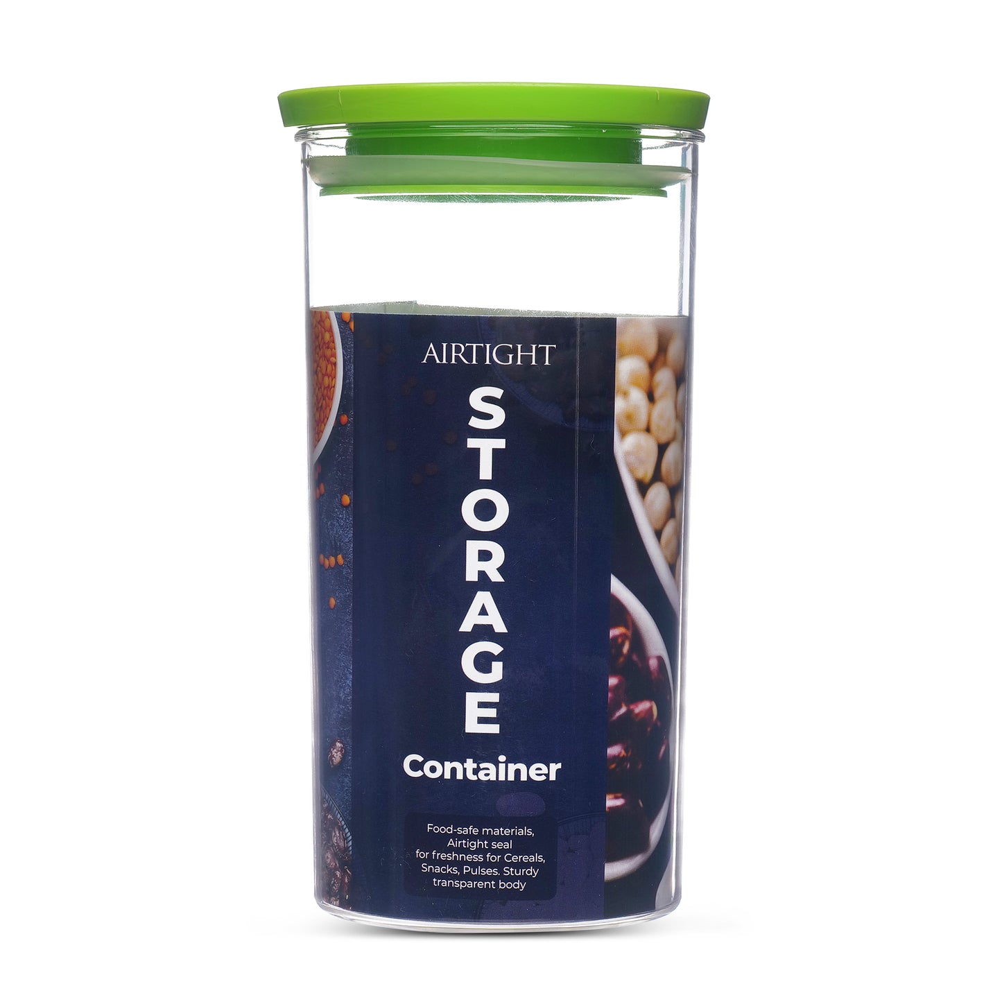 Xecellent Airtight Transparent Plastic Storage Container Green 1400ML - Homeproindia.com