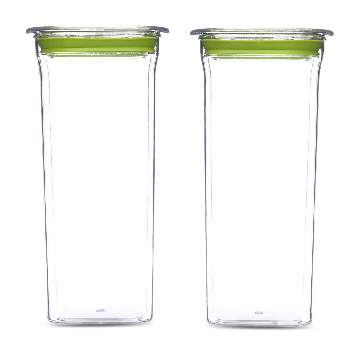 Fabio Airtight Transparent Plastic Storage Container Square Green 1500ML - Homeproindia.com