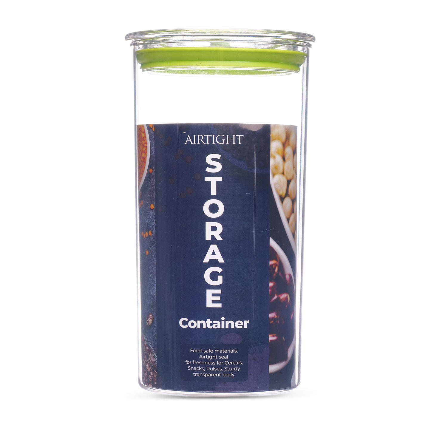 Orio Airtight Transparent Plastic Storage Container Square Green 1400ML - Homeproindia.com