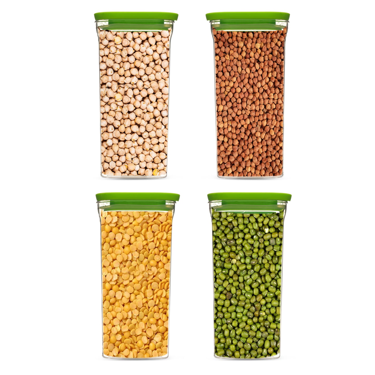 Kitkat Airtight Transparent Plastic Storage Container Square Green 1500ML - Homeproindia.com