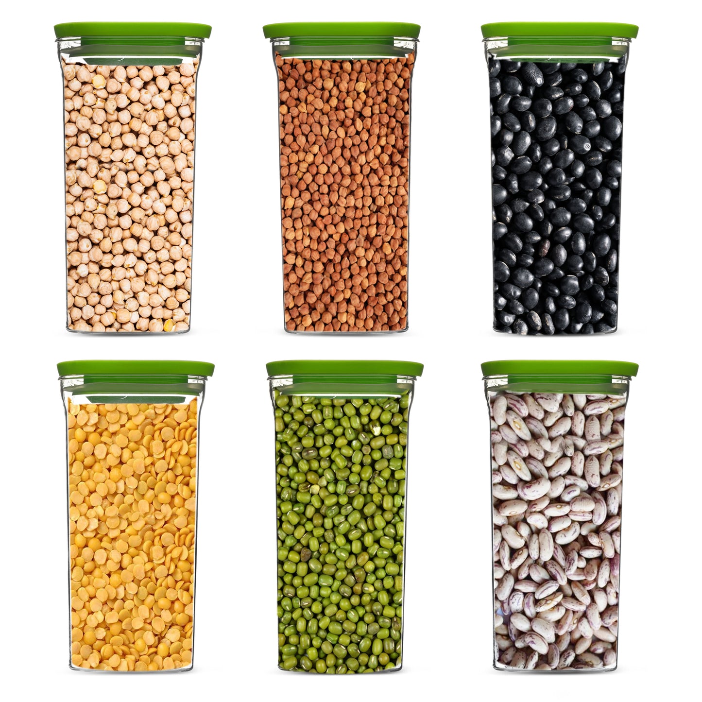 Kitkat Airtight Transparent Plastic Storage Container Square Green 1500ML - Homeproindia.com