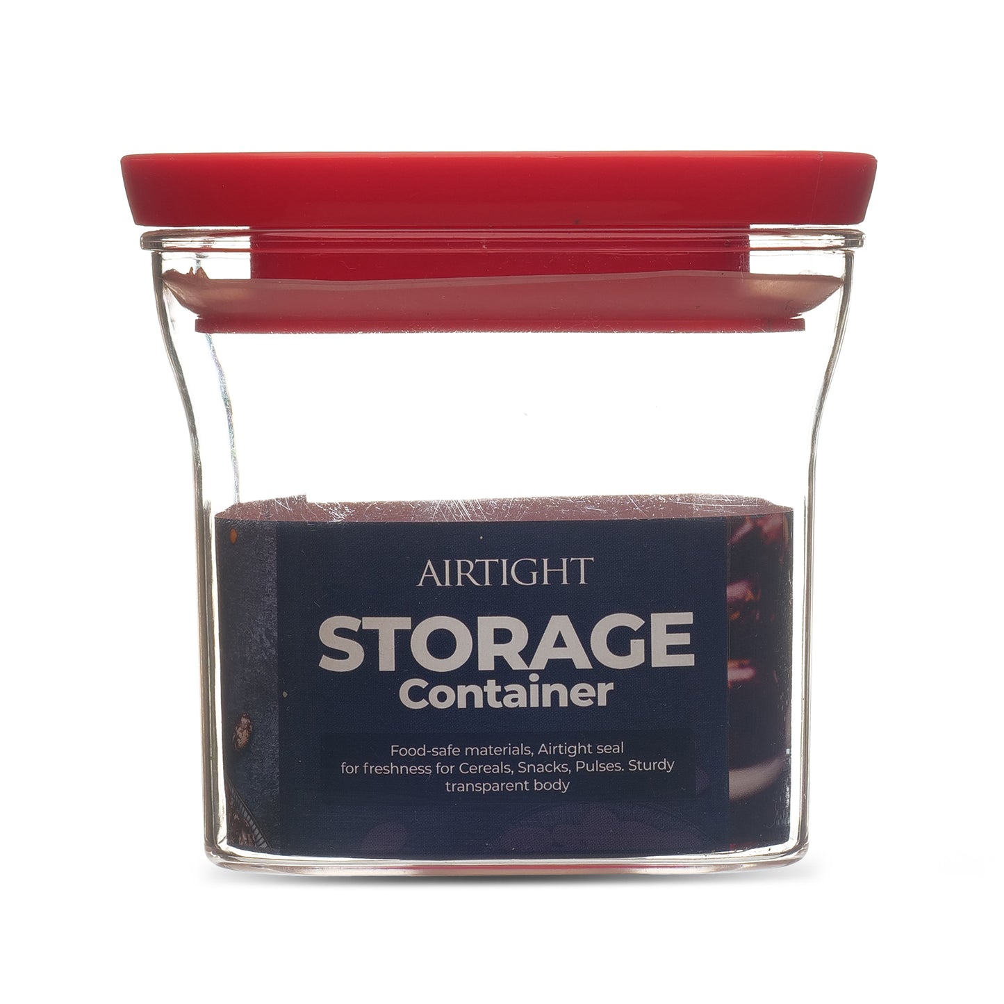 Kitkat Airtight Transparent Plastic Storage Container Square Red 600ML - Homeproindia.com