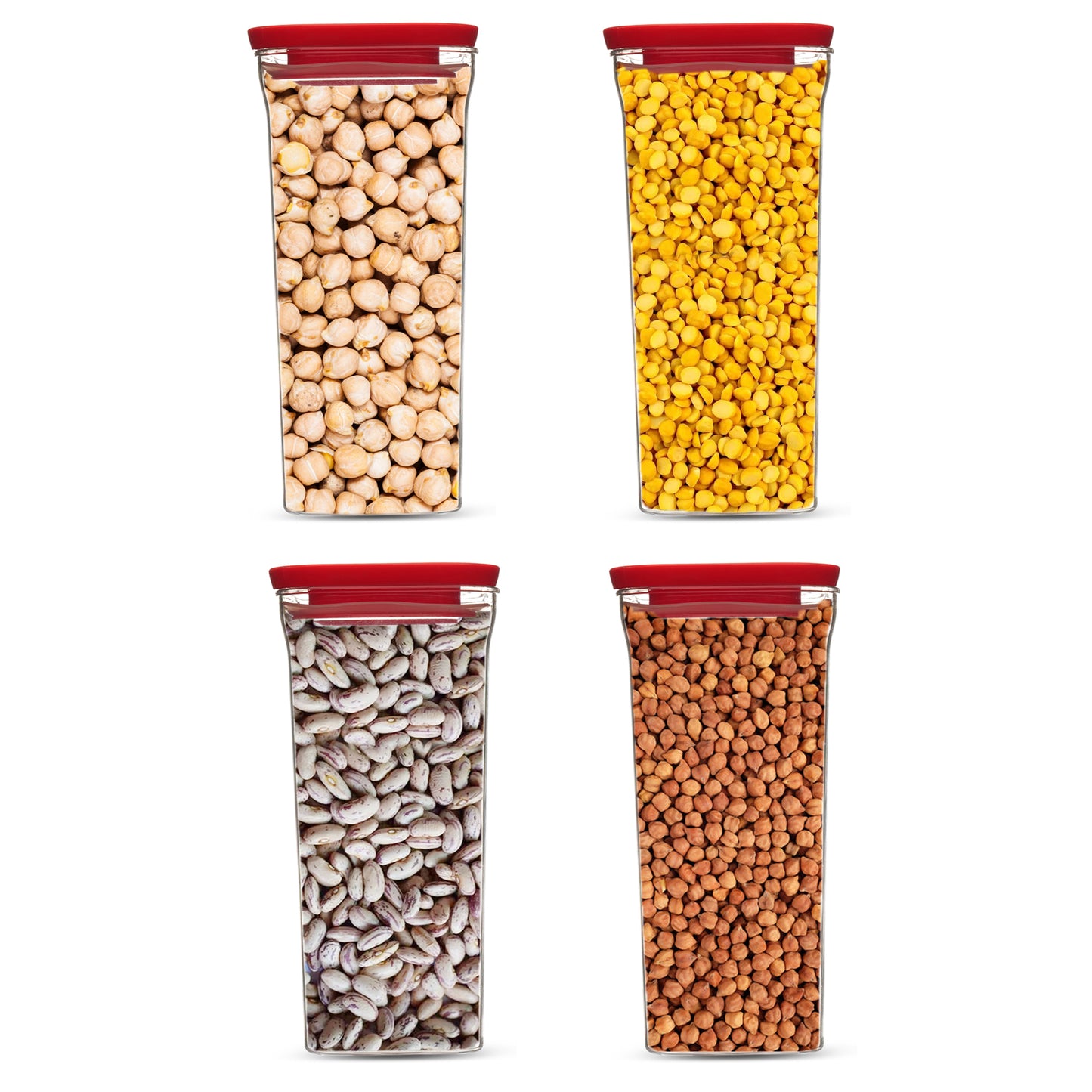 Kitkat Airtight Transparent Plastic Storage Container Square Red 1500ML - Homeproindia.com