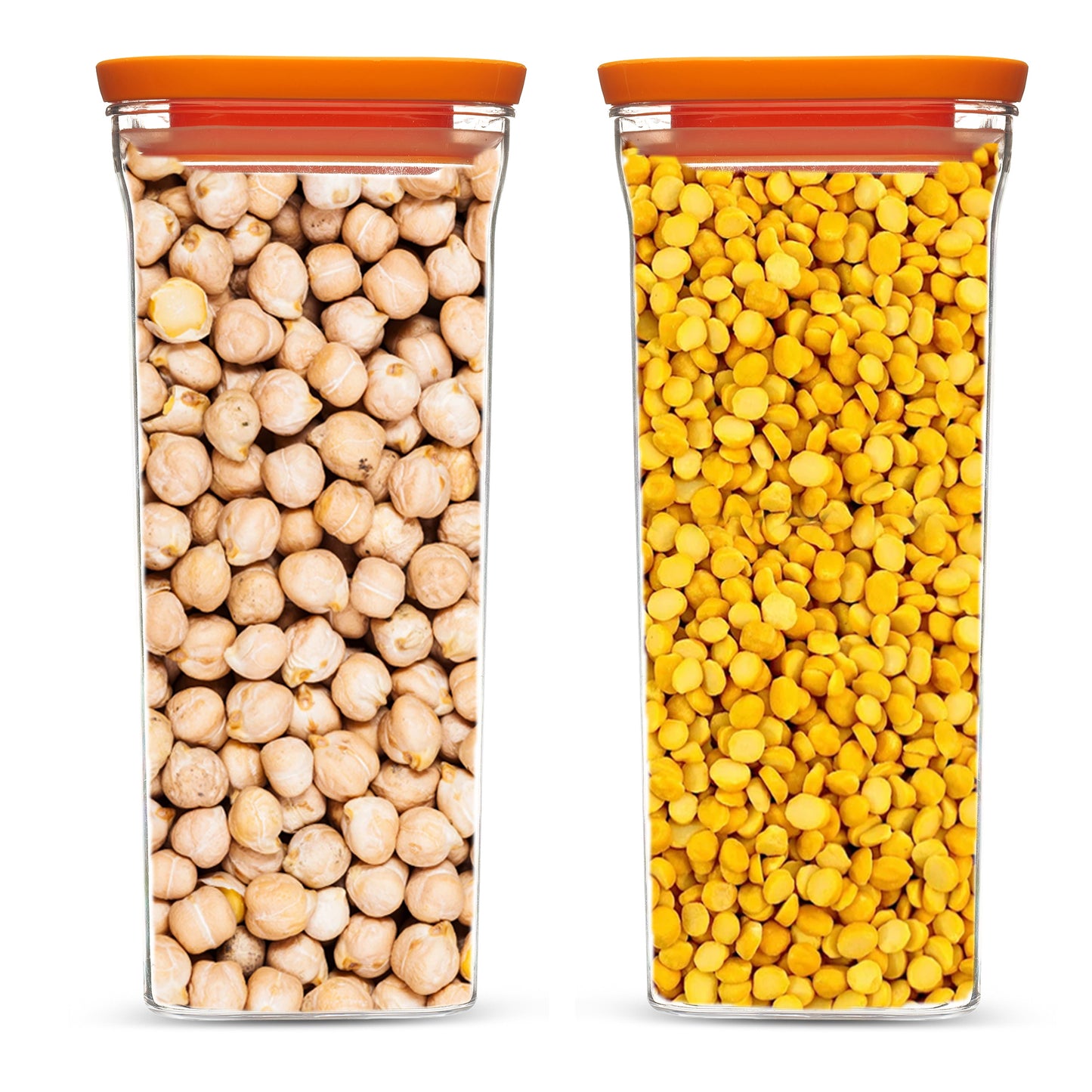 Kitkat Airtight Transparent Plastic Storage Container Square Orange 1500ML - Homeproindia.com
