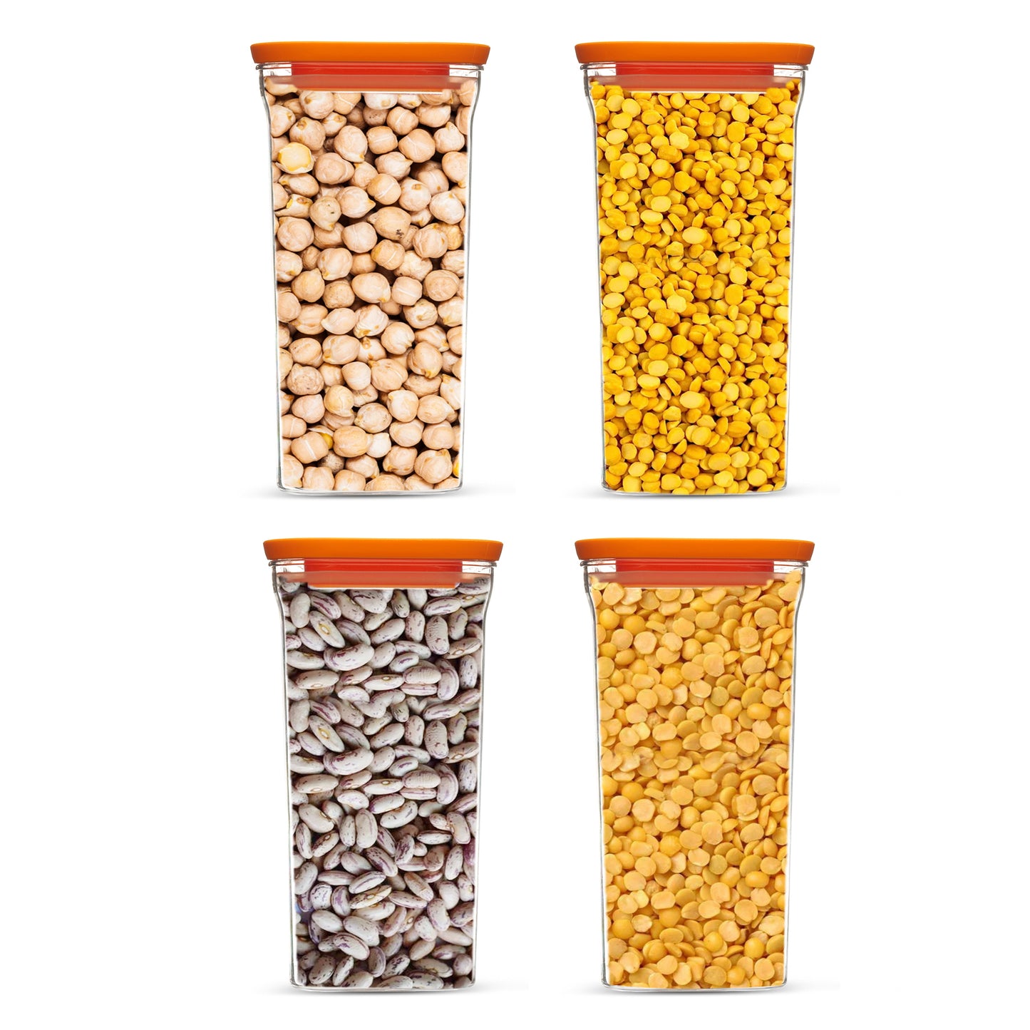 Kitkat Airtight Transparent Plastic Storage Container Square Orange 1500ML - Homeproindia.com