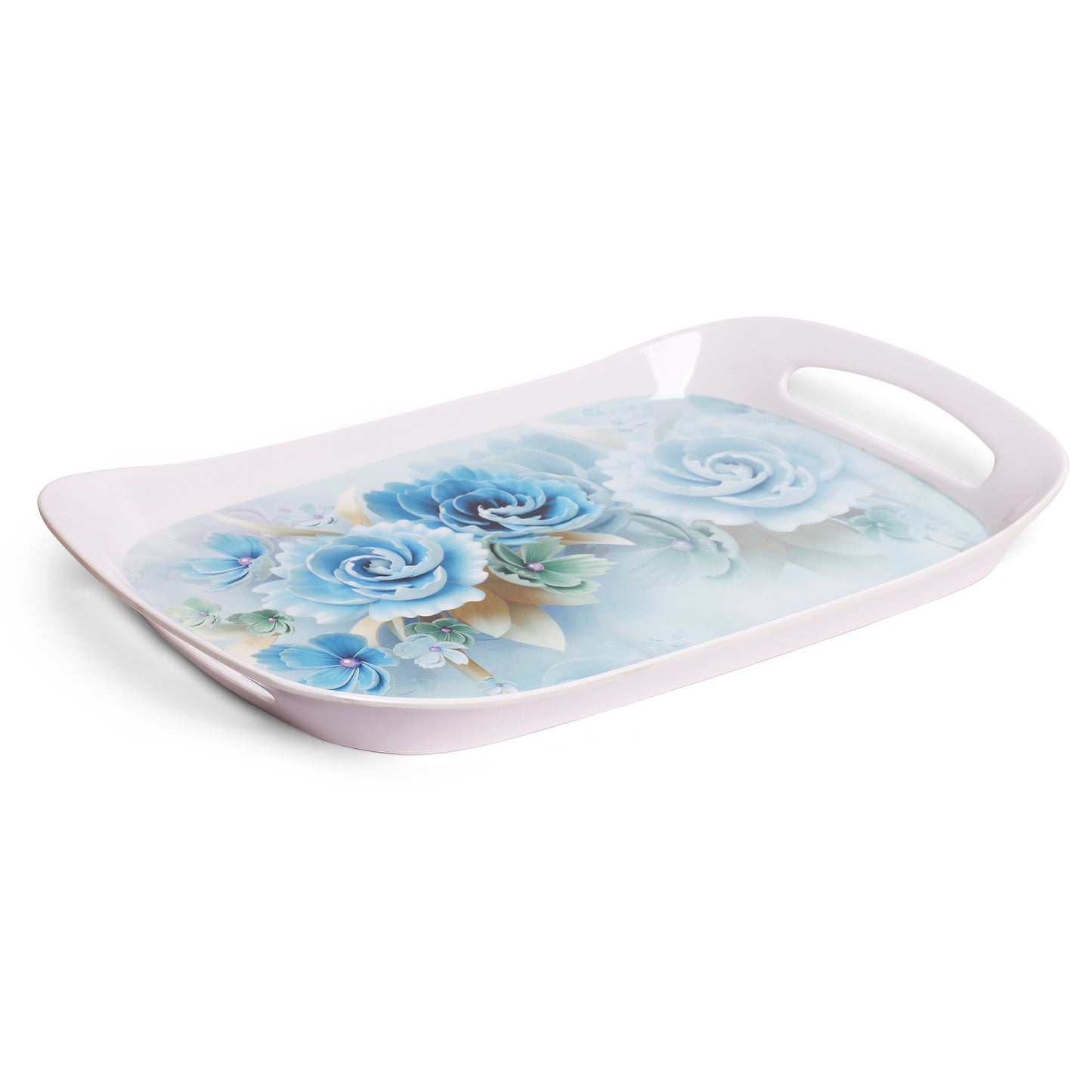 Blue Floral Design Melamine Serving Tray - Homeproindia.com