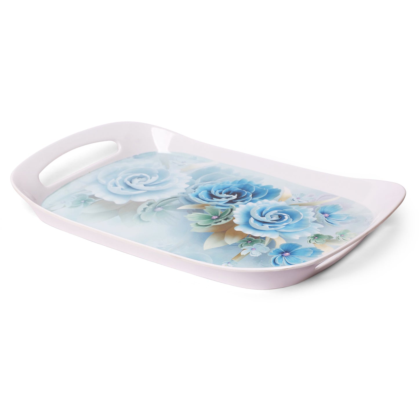 Blue Floral Design Melamine Serving Tray - Homeproindia.com