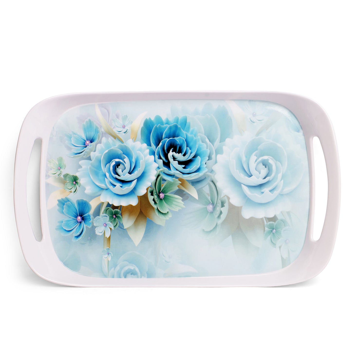 Blue Floral Design Melamine Serving Tray - Homeproindia.com