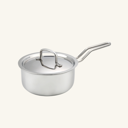 HOME-PRO Triply Stainless Steel Sauce Pan 14cm Diameter with lid 1.1L Capacity