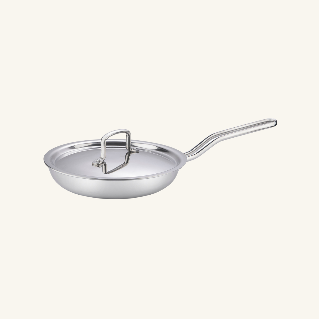 HOME-PRO Triply Stainless Steel Fry Pan 24cm Diameter with lid 1.7L Capacity