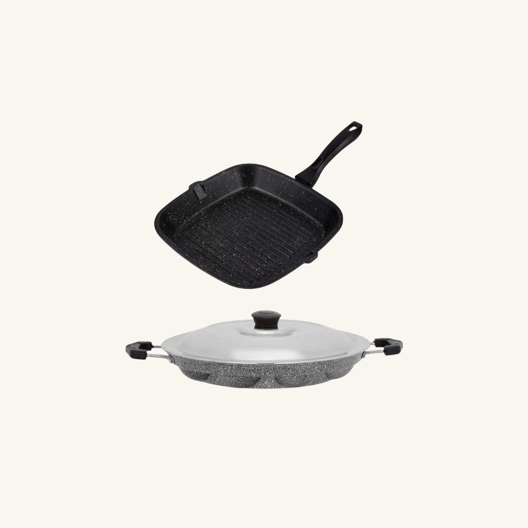 Grill Pan & Silver Appam Combo